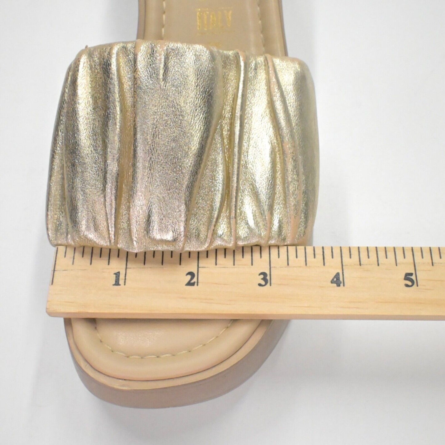 SEYCHELLES Sandals Womens Sz 8 Gold Metallic Leather Coney Island Slide Platform