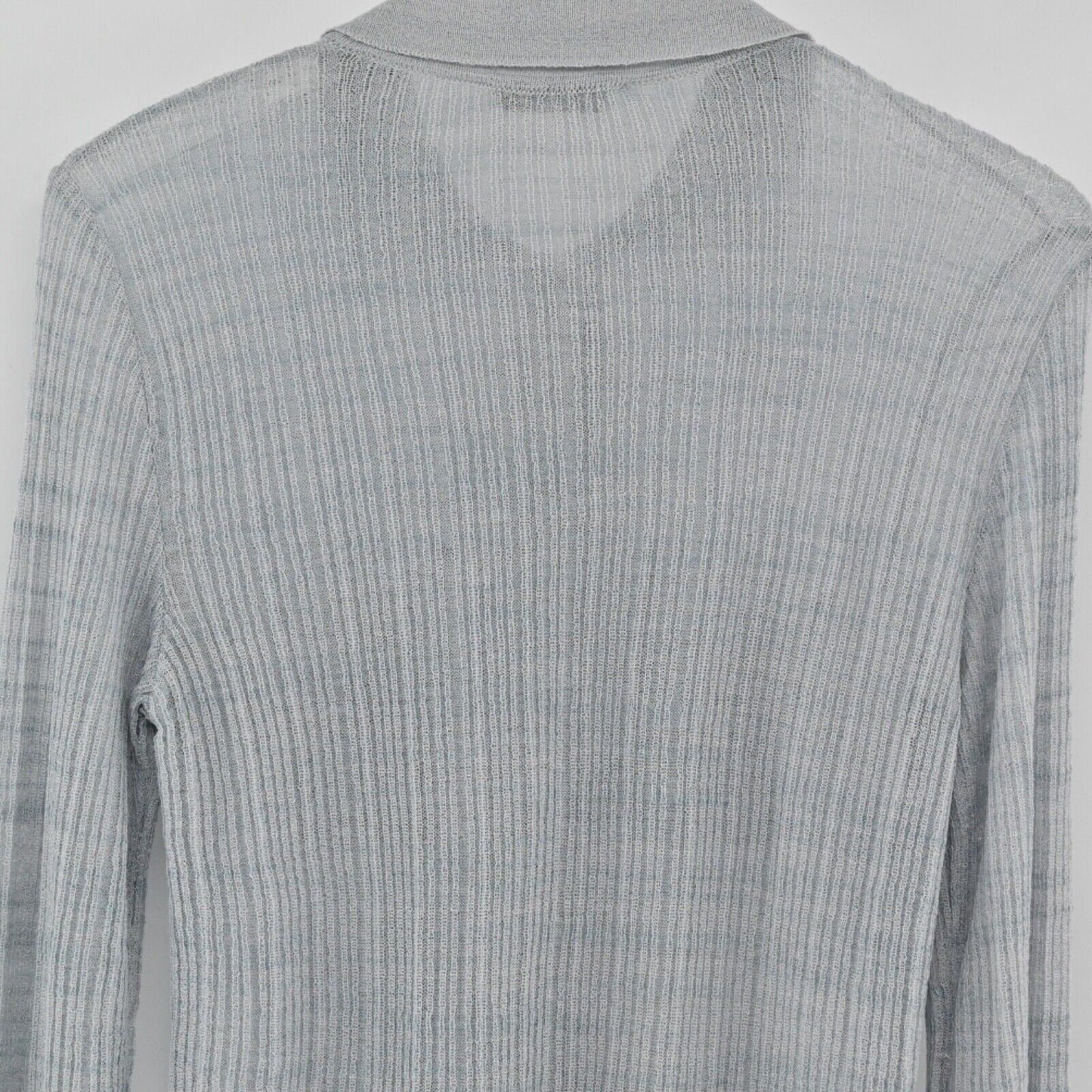Vtg GISPA Top Womens Sz M Gray Ribbed Knit Pocket Button Up Italy Retro 00s Y2K