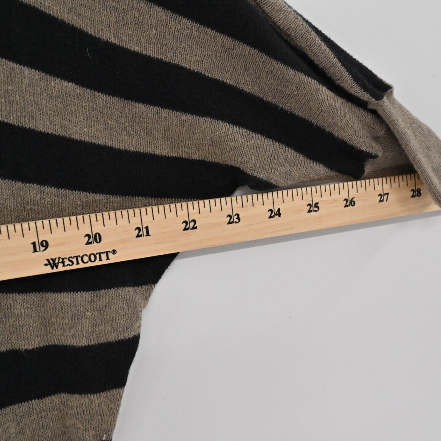 VINCE Top Womens Size S Brown Black Stripe Cotton Sweater Dolman Half Sleeve