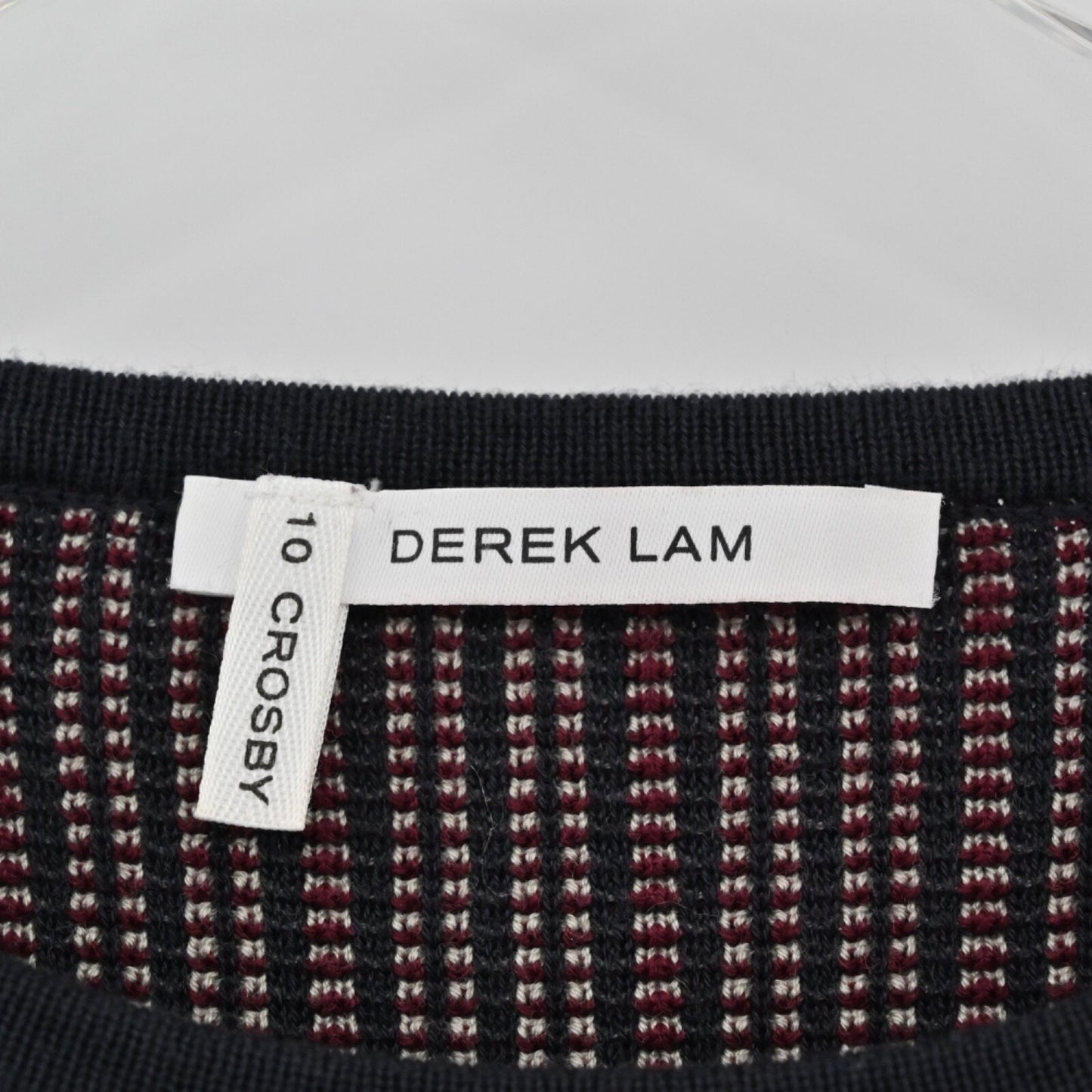 DEREK LAM Sweater Dress Size S 10 CROSBY Mini Wine Black Stripe Cotton Purple