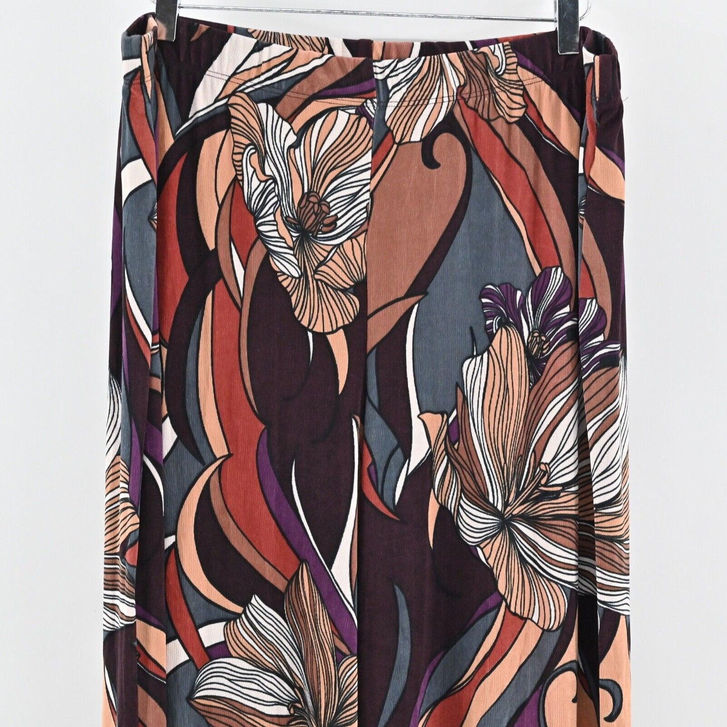 CHICOS Pants Womens Size XL Purple Floral High Rise Travelers Baroque Palazzo