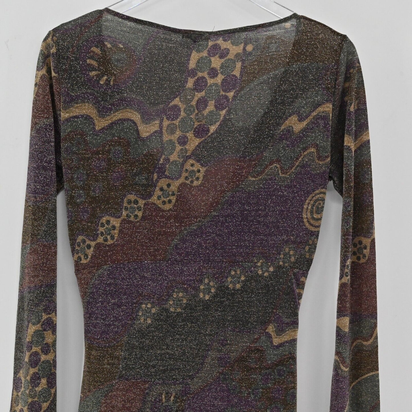 MALIPARMI Dress Womens Sz 46 US M Abito Jersey Wool Metallic Abstract Multi NEW