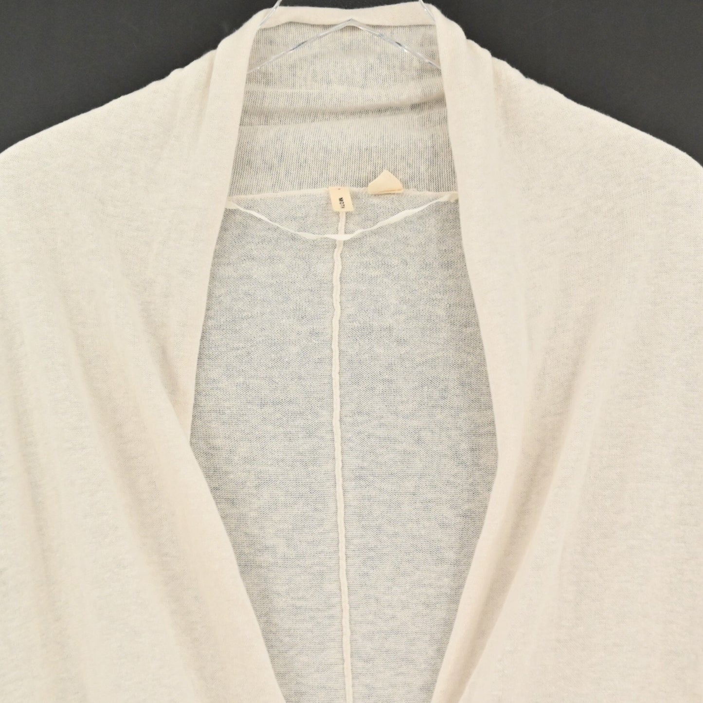 ANTHROPOLOGIE Moth Womens Cardigan Size M Ivory Linen Cotton Zip Dolman Sleeve