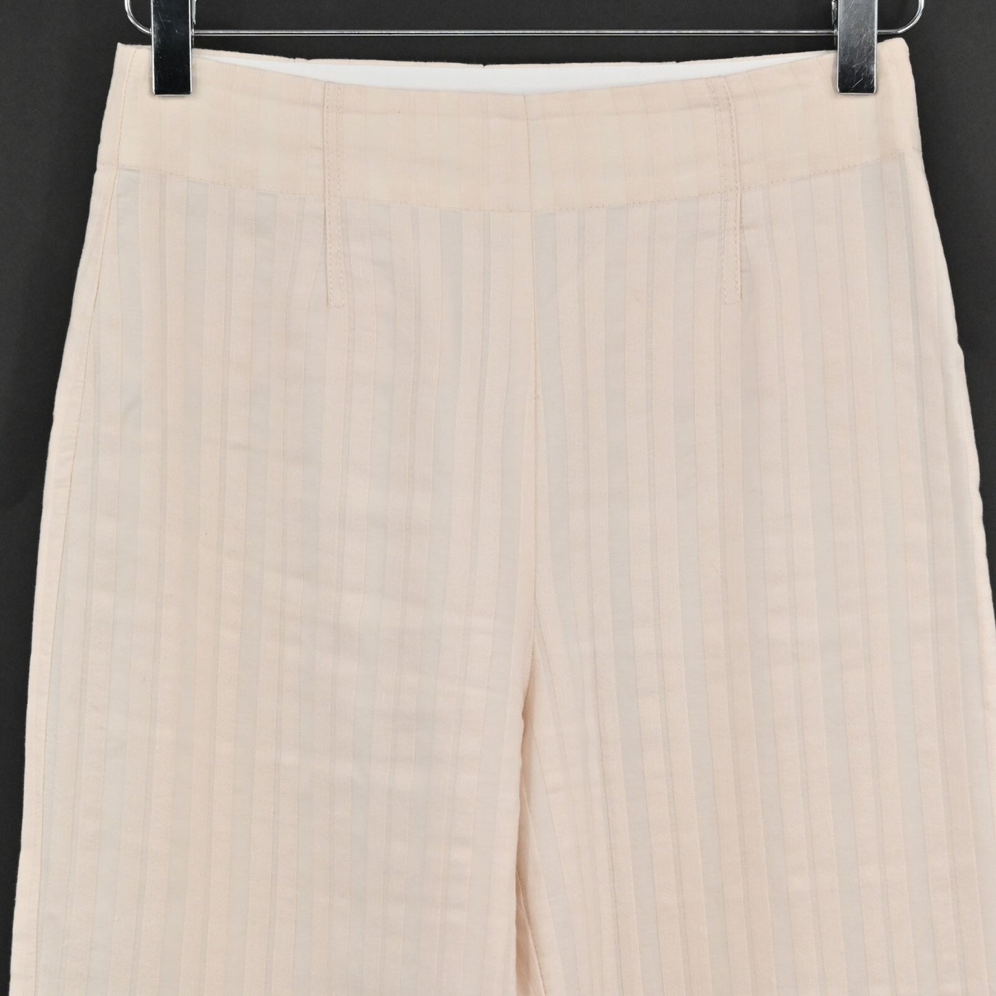 REBECCA TAYLOR Linen Pants Womens Size 0 Textured Stripe Cream Wide Leg Crop