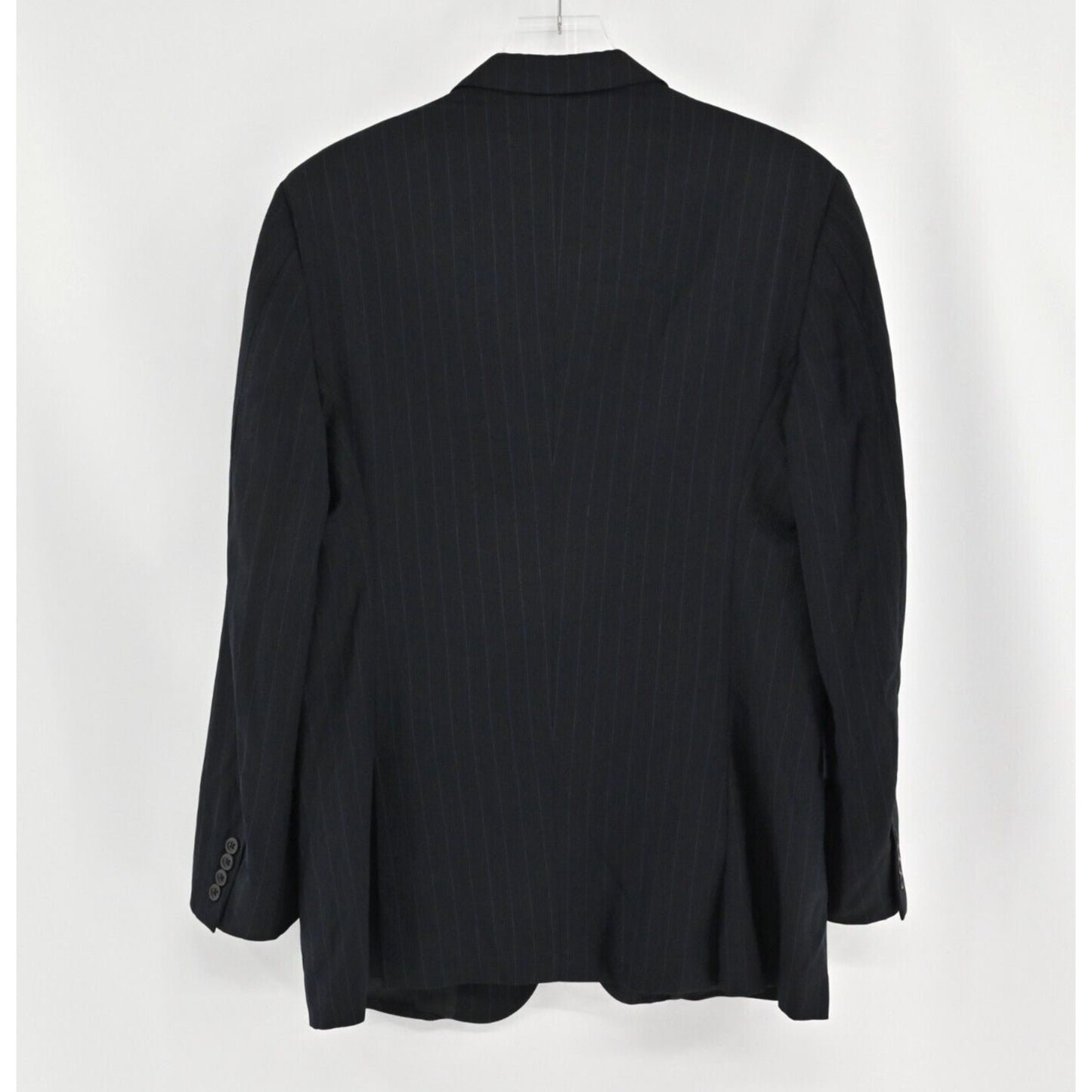 Vtg BURBERRY Mens Pinstripe Blazer Size 42R Wool Sport Coat Black Union Made 90s