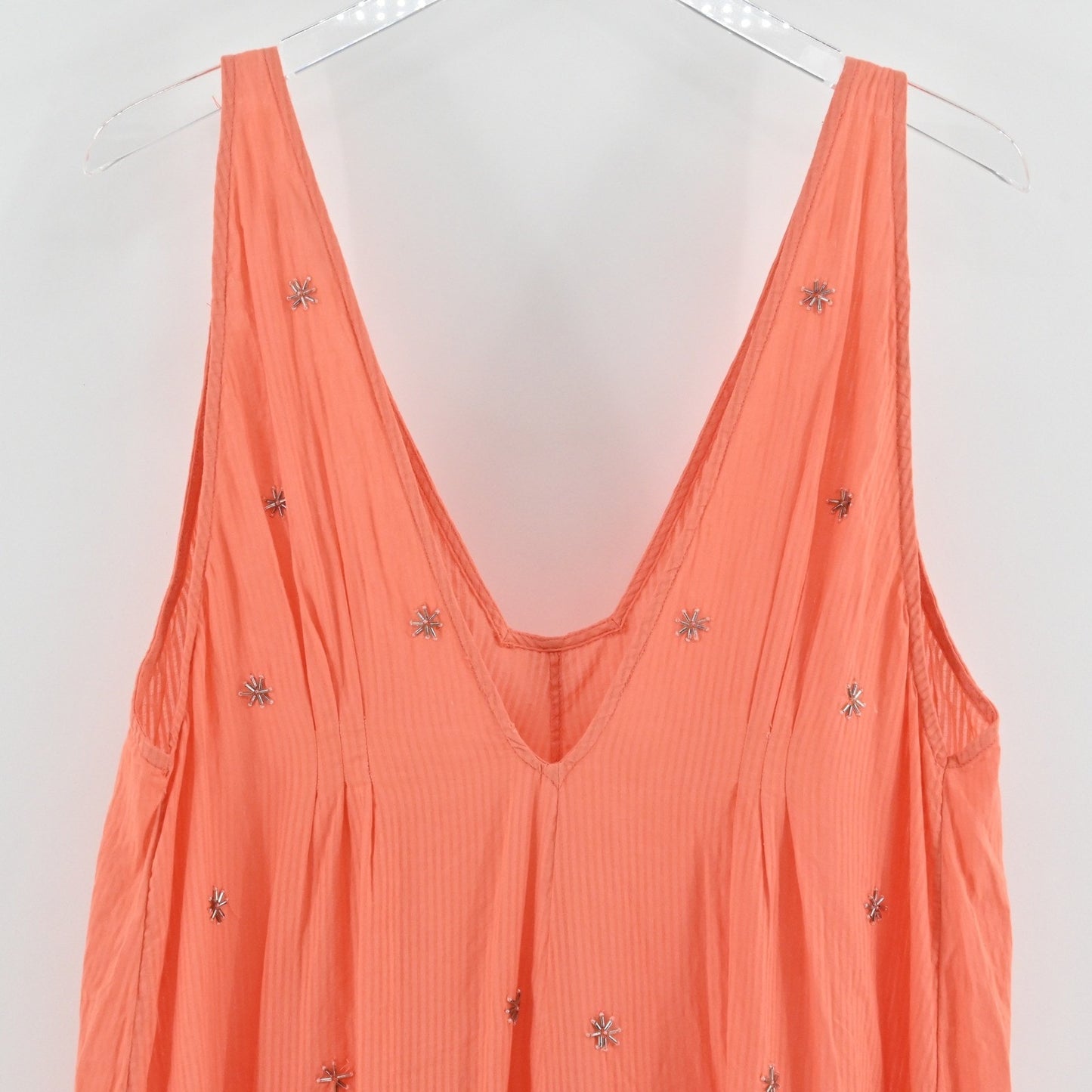 Free People Crushin On You Embellished Mini Dress Ethereal Coral Sleeveless Slip