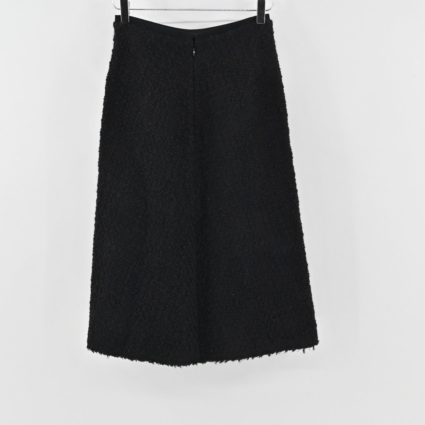 Isabel Marant Black Wool Tweed Skirt Size 36 Front Slit ALine Classic Midi Retro