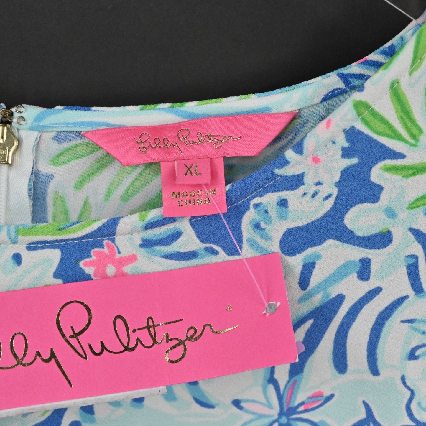 LILLY PULITZER Top Womens Size XL Donna Shift Tunic Coastal Blue Lion Around NEW