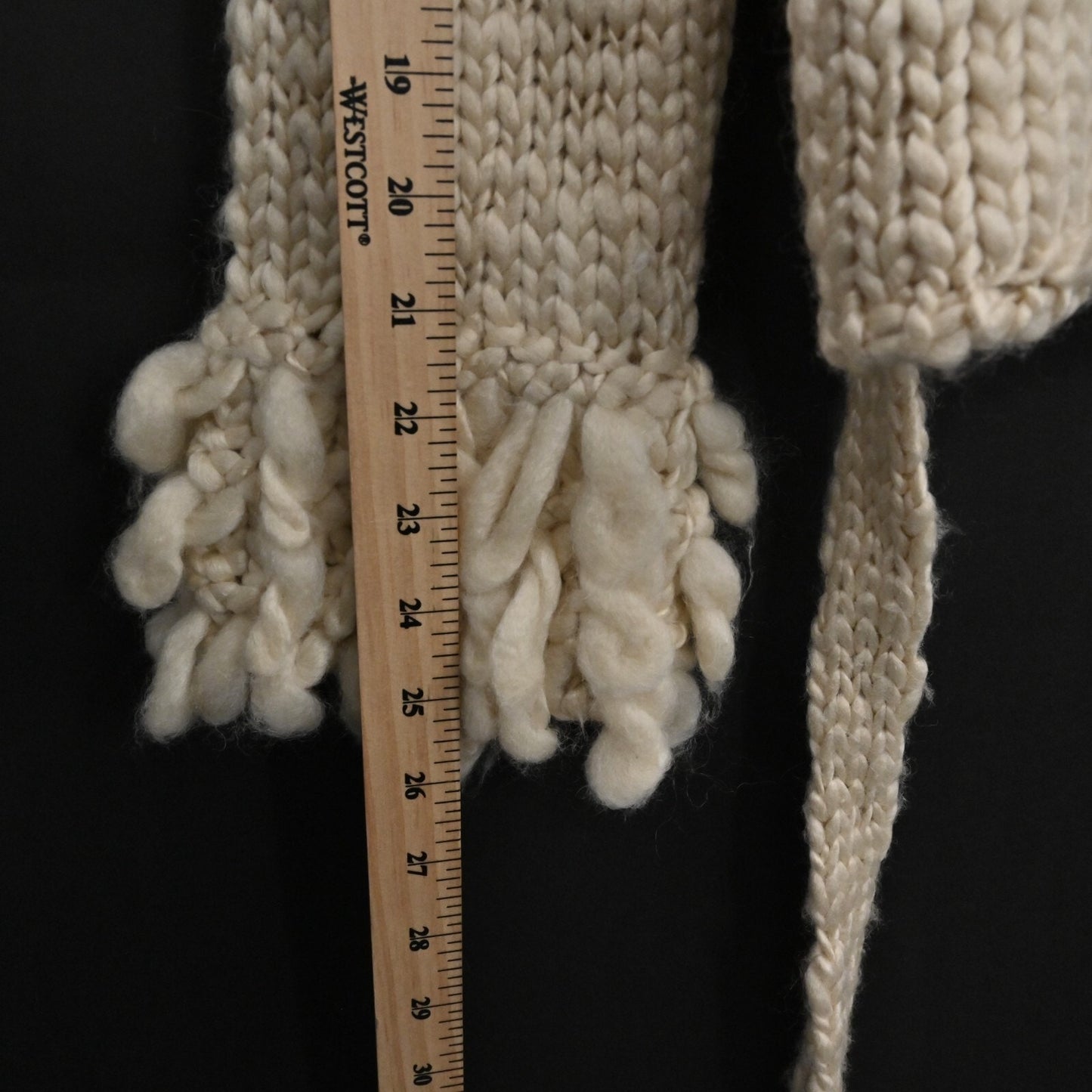 ZARA Womens Sweater Size S Fringing Cardigan Belted Cream Wool Blend Boho NEW