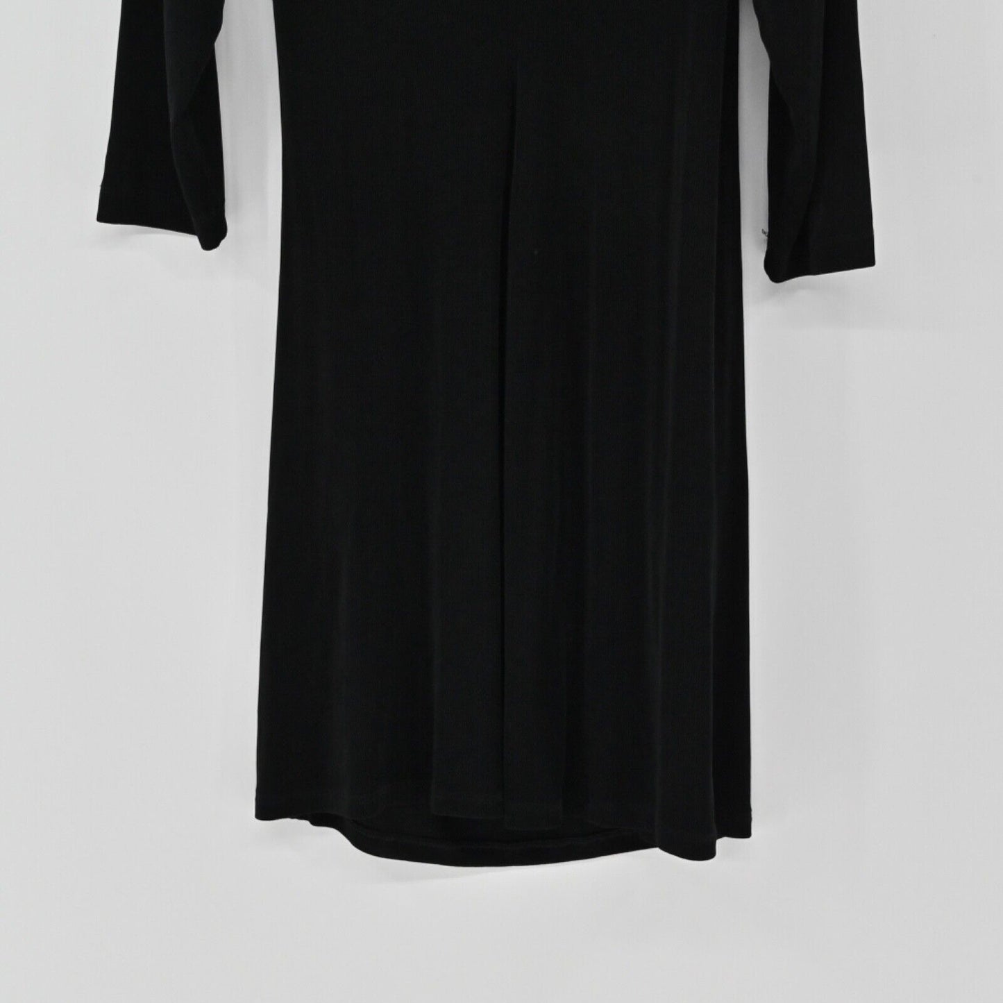 CHICOS Dress Womens Size L Black Knit Travelers Faux Wrap Long Sleeve VNeck USA