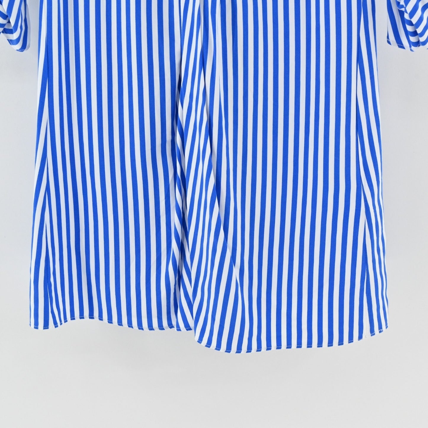 ADRIANNA PAPELL Stripe Twist Front Dress Size 4 Blue White Quarter Sleeve Mini