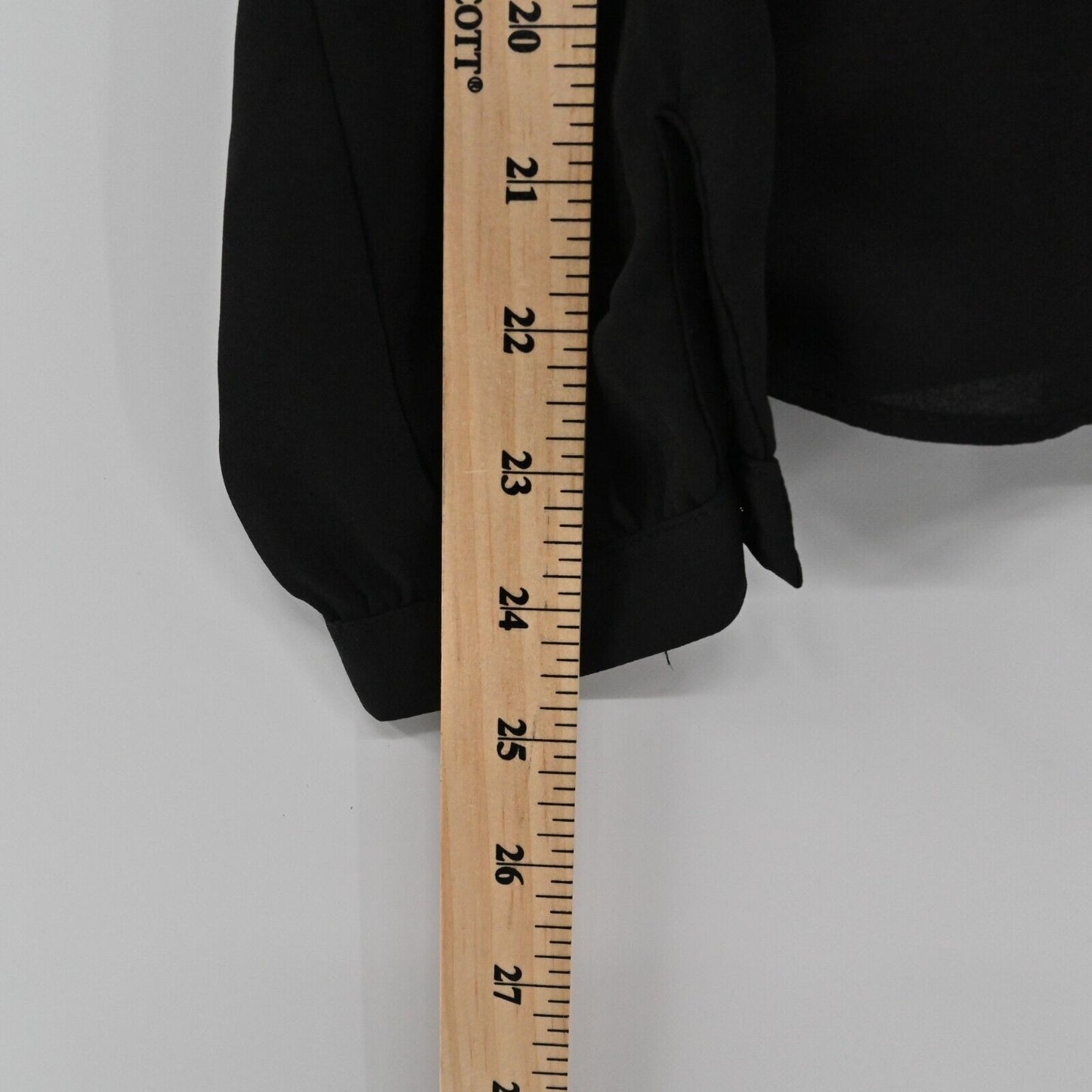 LEYDEN Top Womens Size S Black Lace Trim Lightweight Chiffon Blouse Academia NEW