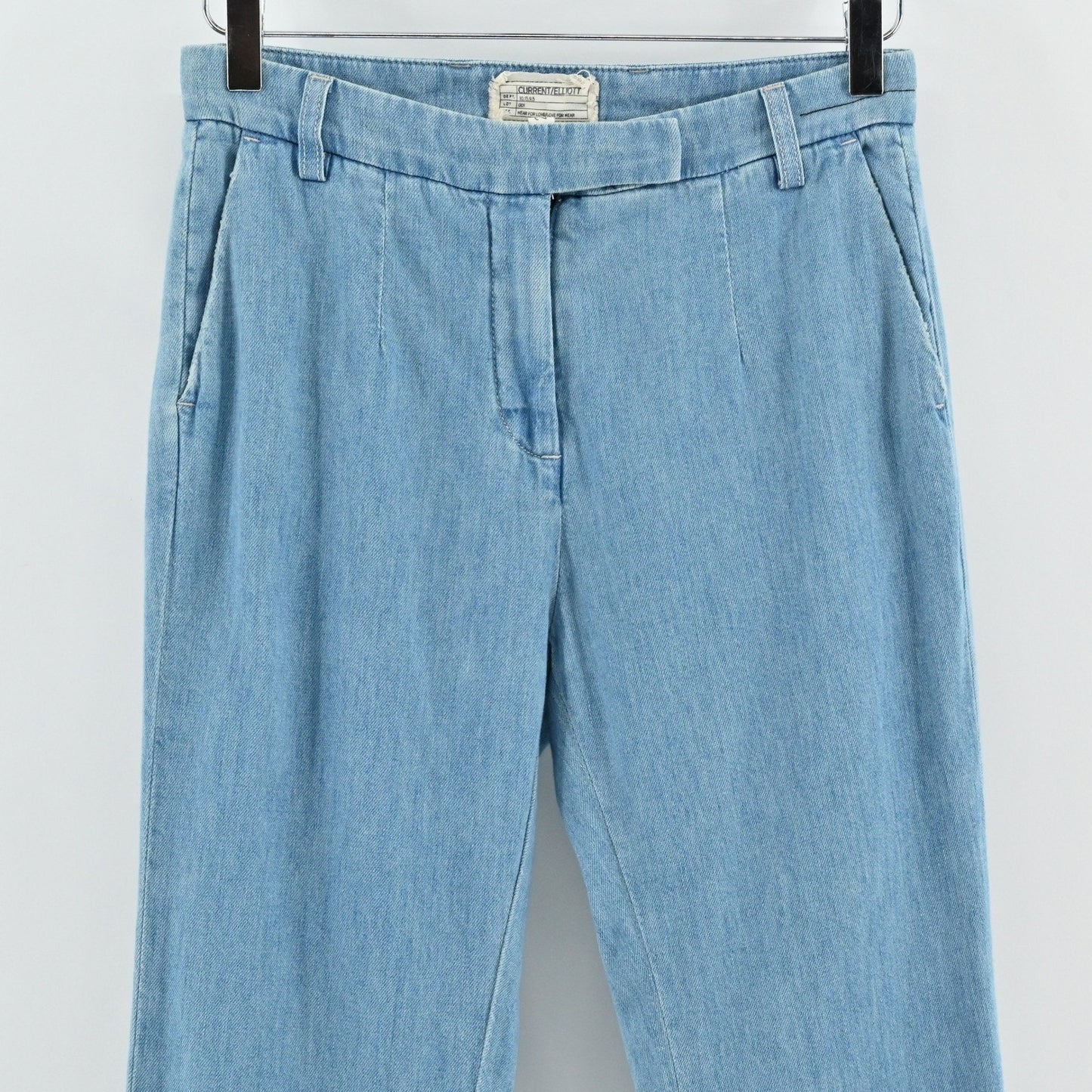 Current Elliott The High Rise Nest Trouser Jeans Sz 26 Joni Light Wash Wide Leg