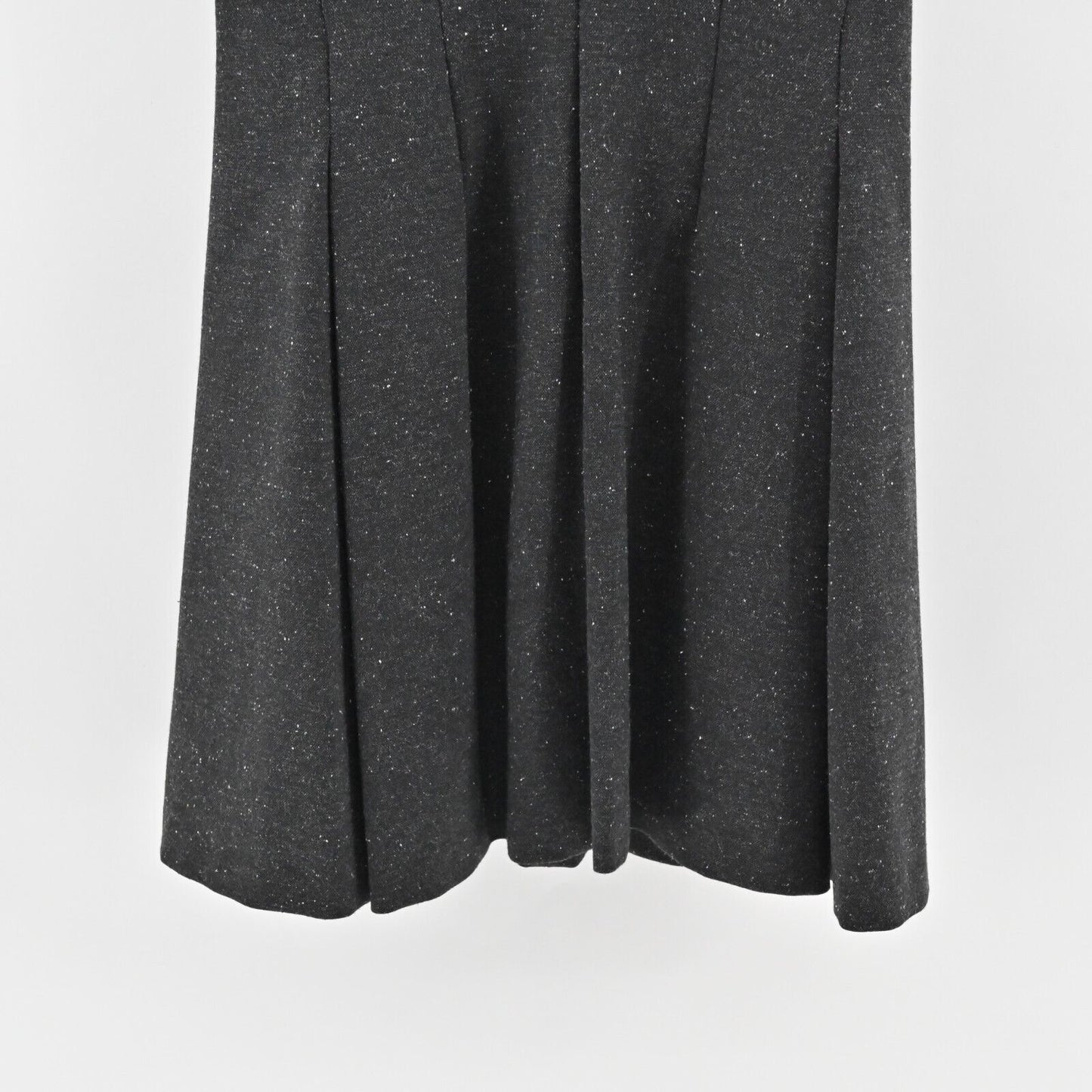 THEORY Dress Size 8 Seamed Sleeveless Melange Ponte Wool Blend Gray Pleated Mini