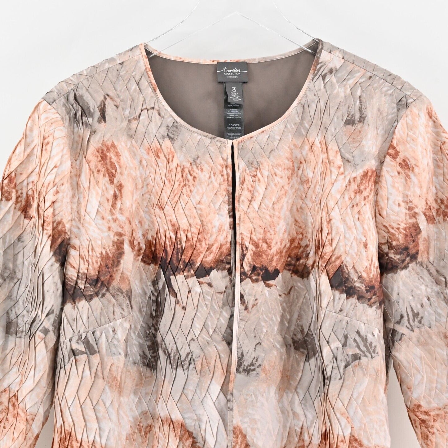 CHICOS Travelers Jacket Sz XL Artisan Lightweight Kimono Art to Wear Watercolor