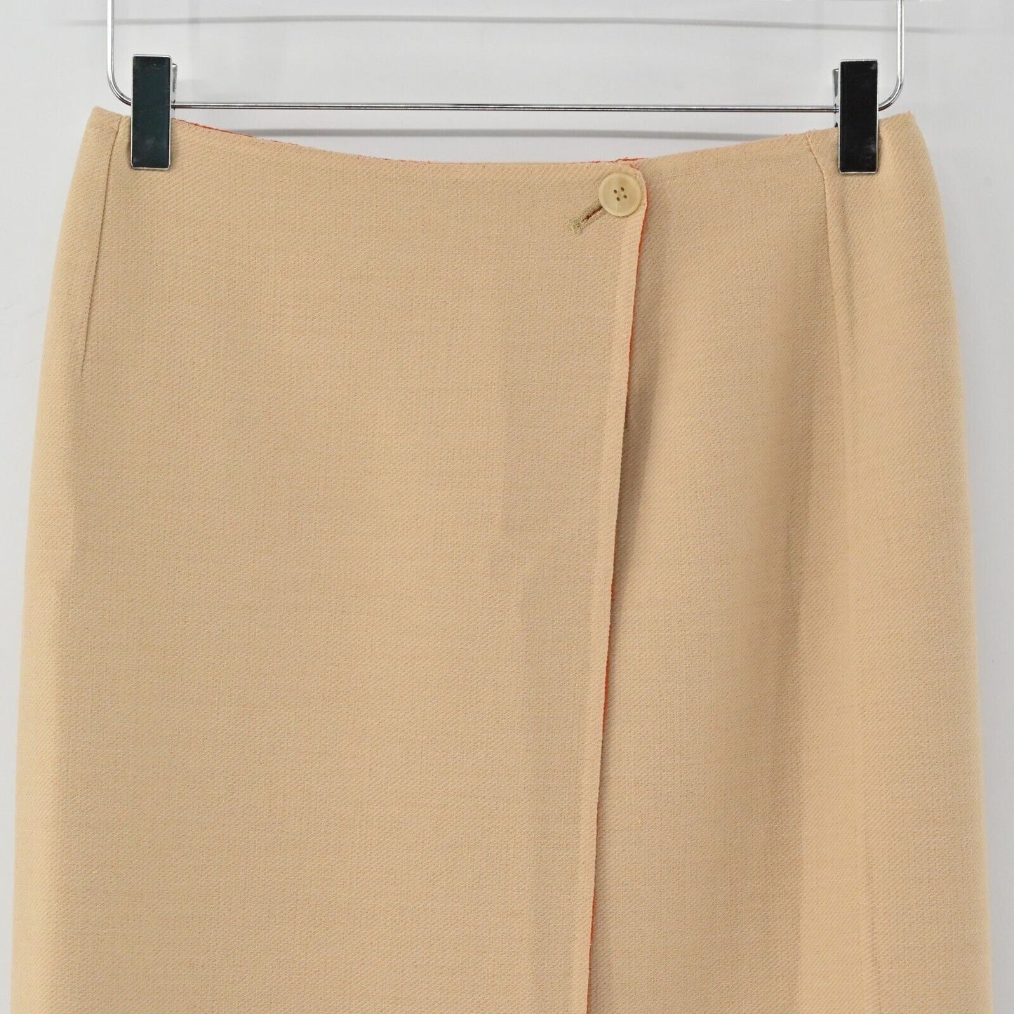 Vtg Reversible Skirt Womens Sz S Orange Tan Tweed Knee Length Wrap Retro 60s 70s