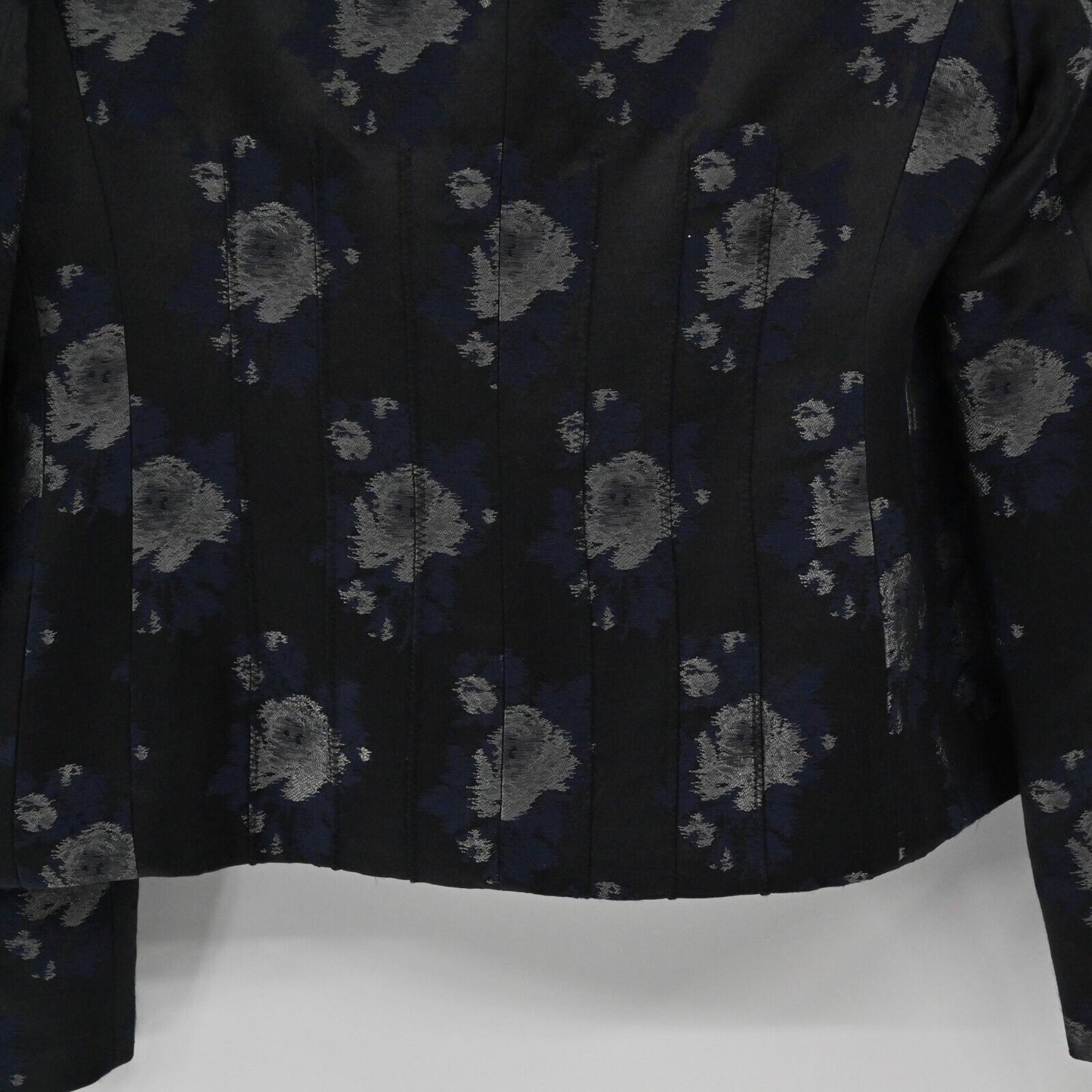 ANNE KLEIN Jacket Womens Sz 2 Floral Long Sleeve Button Front Topcoat Silk Wool