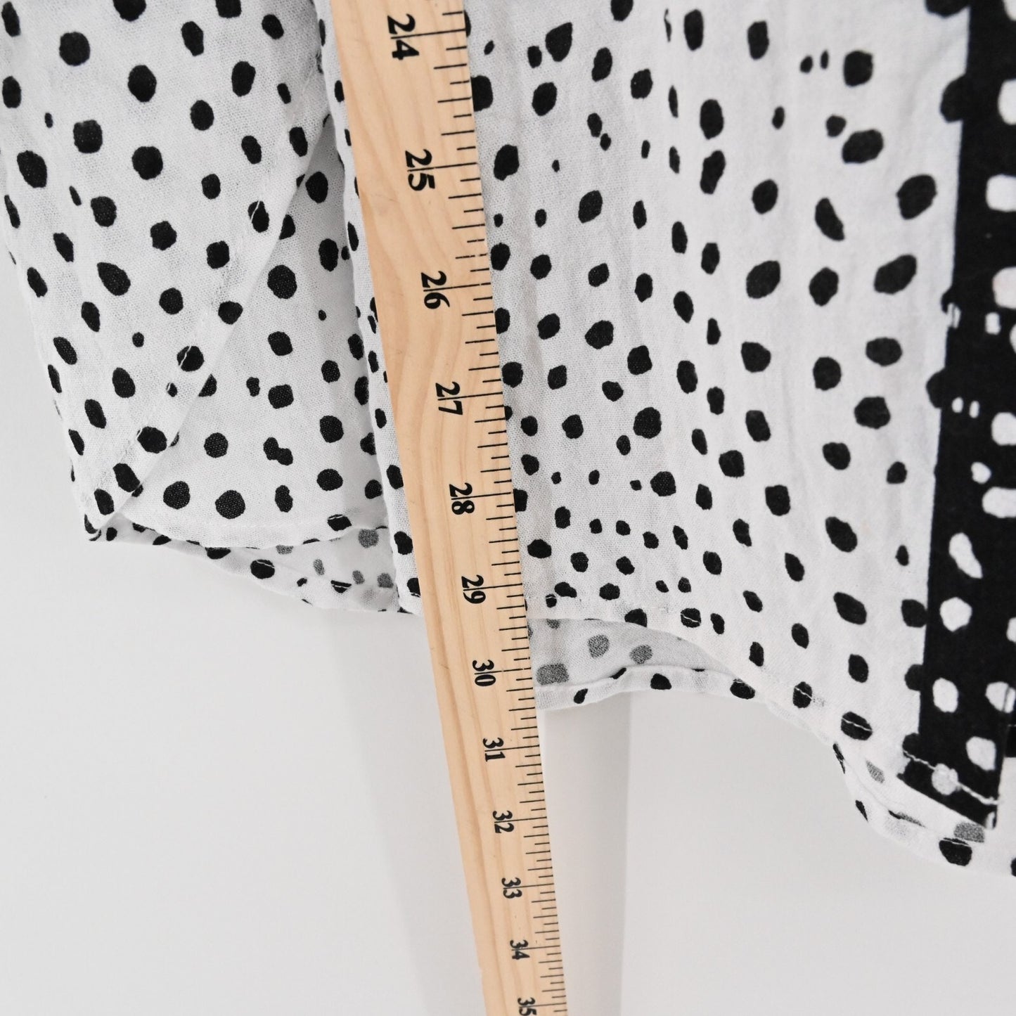 HABITAT Womens Polka Dot Top Sz L White Black Button Retro Lagenlook Art to Wear