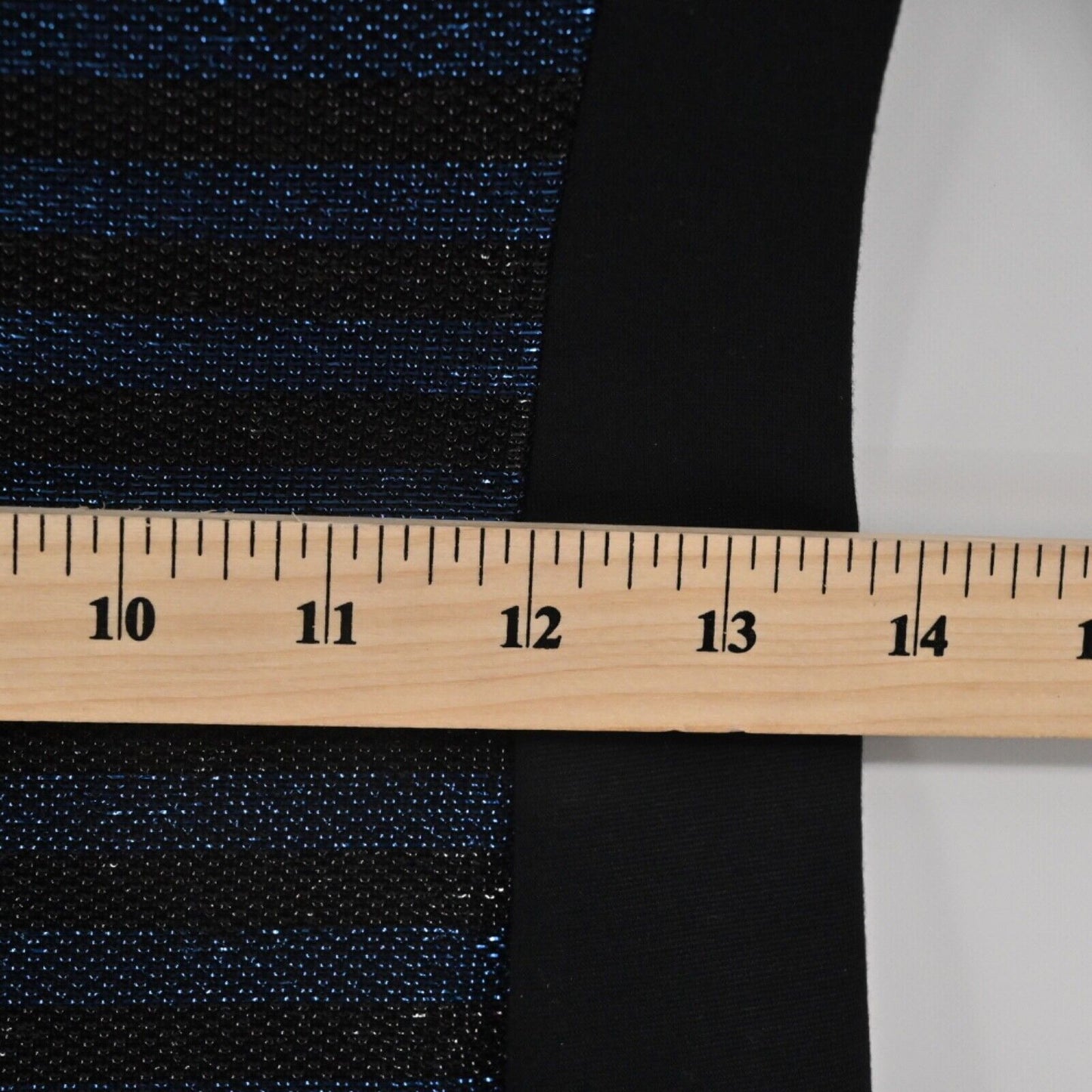 TRINA TURK Dress Womens Sz 6 Metallic Black Blue Stripe Scoop Neck Mini Sweater