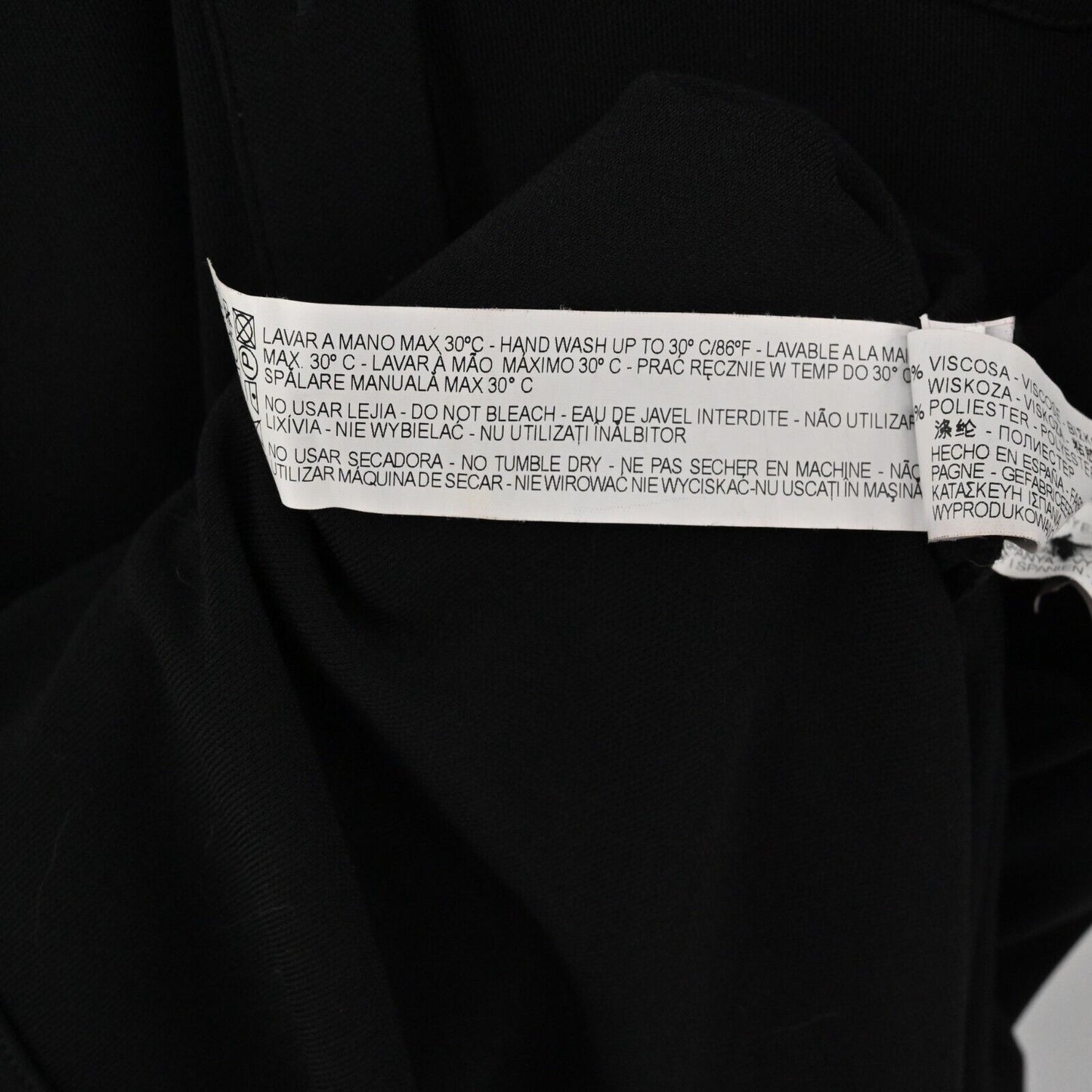 ZARA Dress Womens Size S Solid Black VNeck Shirt Style Relaxed Roll Tab Sleeve