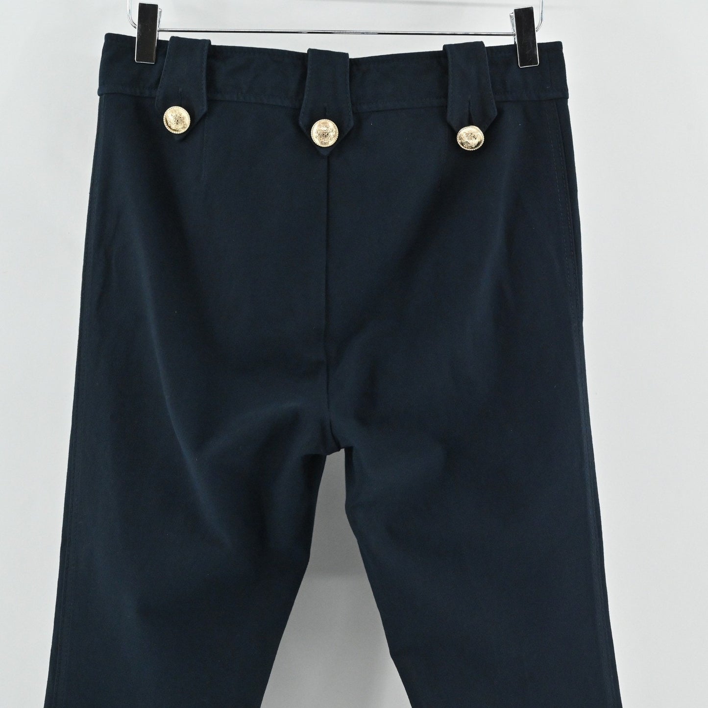 Derek Lam 10 Crosby Womens Robertson Pants Size 8 Sailor Navy Blue Gold Button