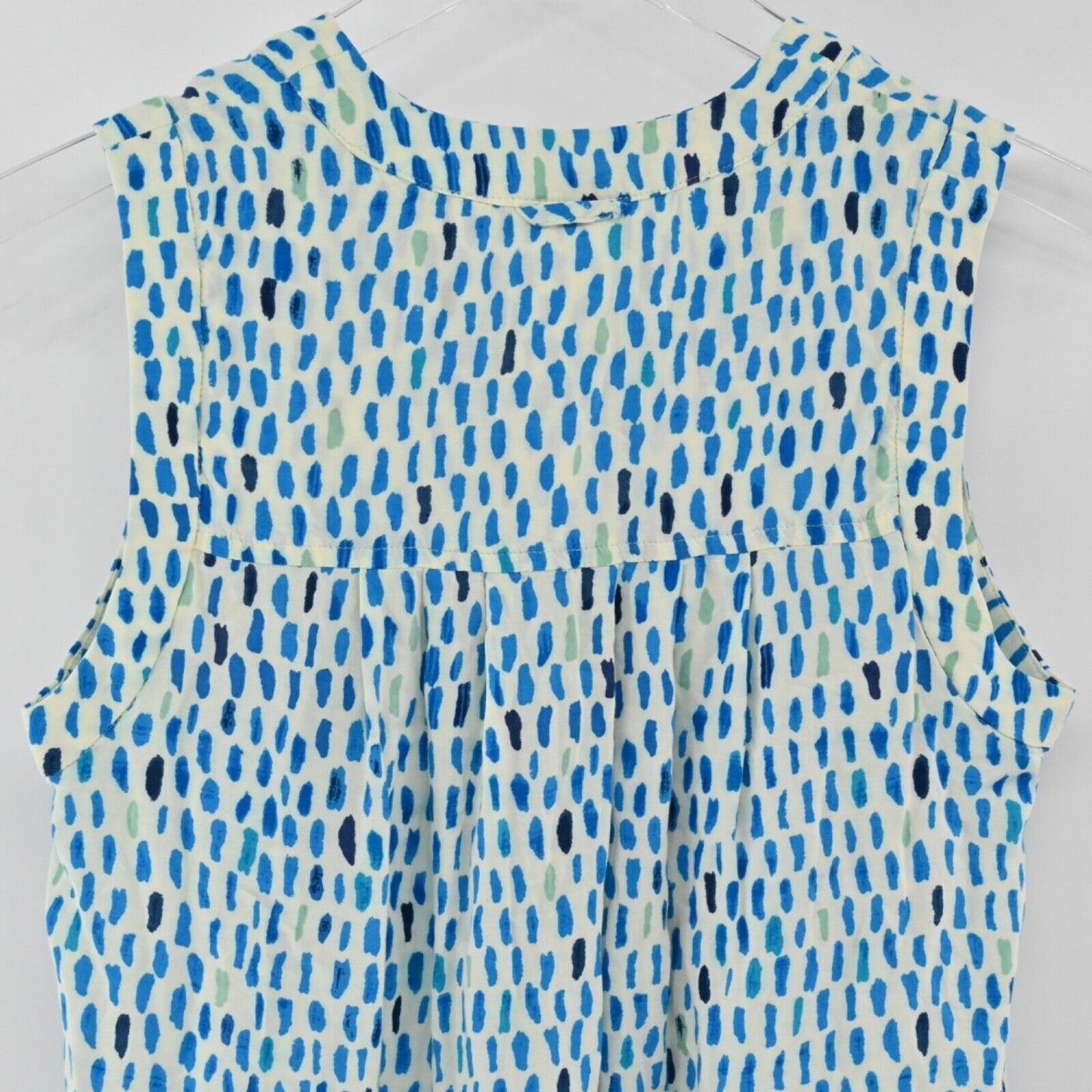 ANTHROPOLOGIE Top Womens Sz 0 MAEVE Blue Dot Button Front Pocket Sunseeker Tank