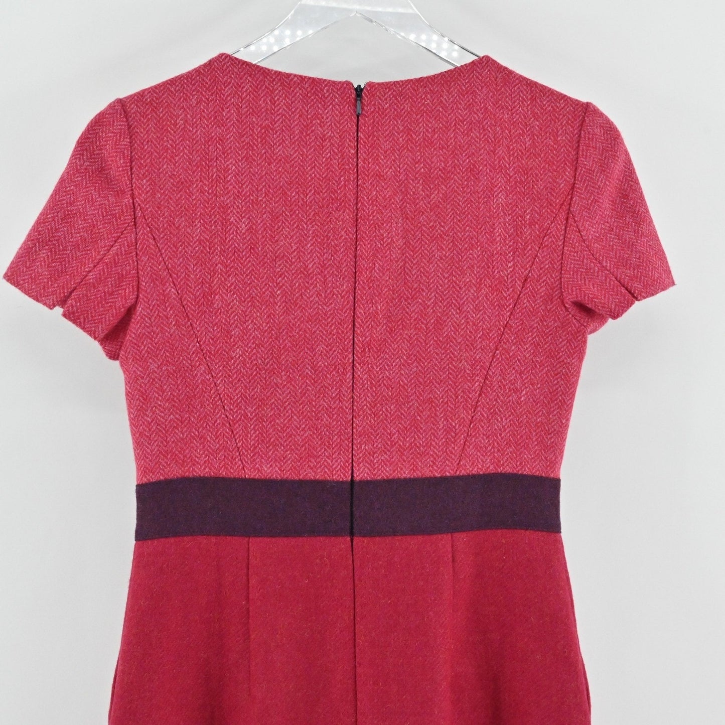 Hobbs London Womens Wool Short Sleeve Dress Size 4 Red Pink Classic Workwear