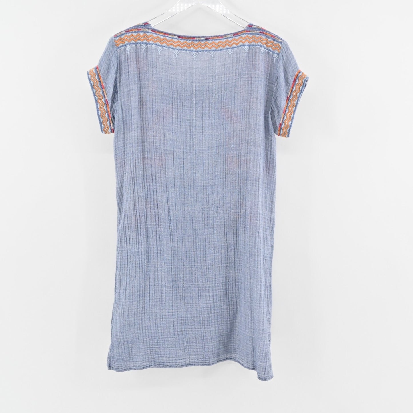JOHNNY WAS Tikal Dress Sz S Poncho Workshop Floral Embroidered Gauze Square Neck