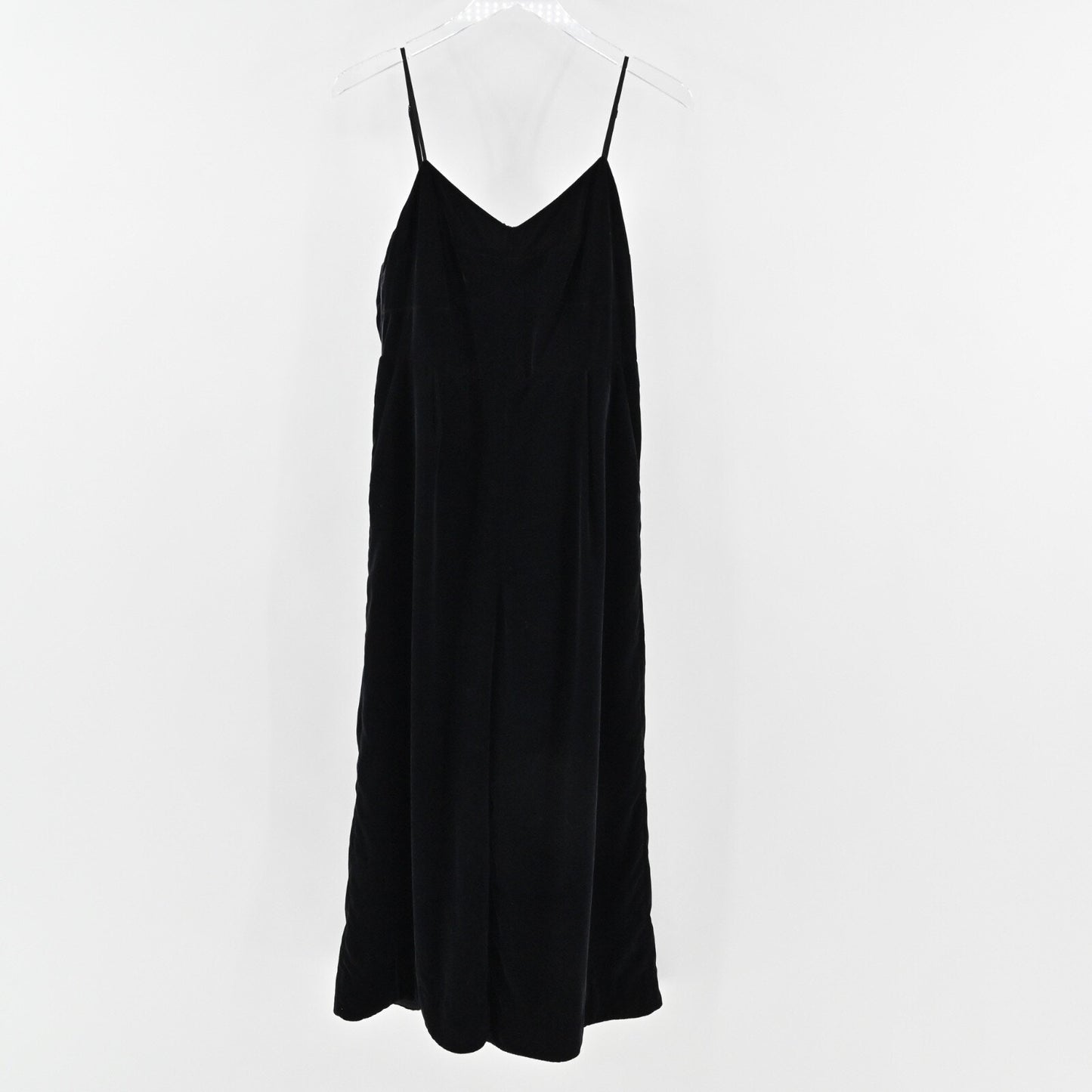 J CREW Womens Velvet Jumpsuit Size 6 Black Crop Spaghetti Strap V Neck High Rise