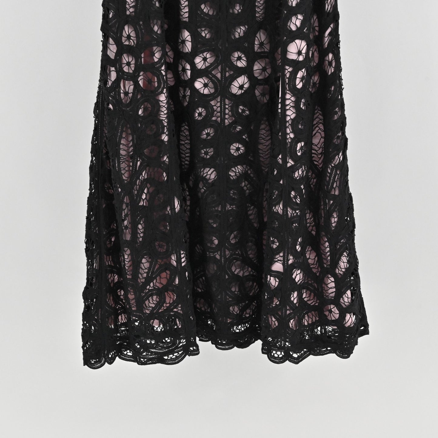 Vtg Black Crochet Lace Dress Size S Fairy Coquette Glam Kroshetta Papillon Y2k