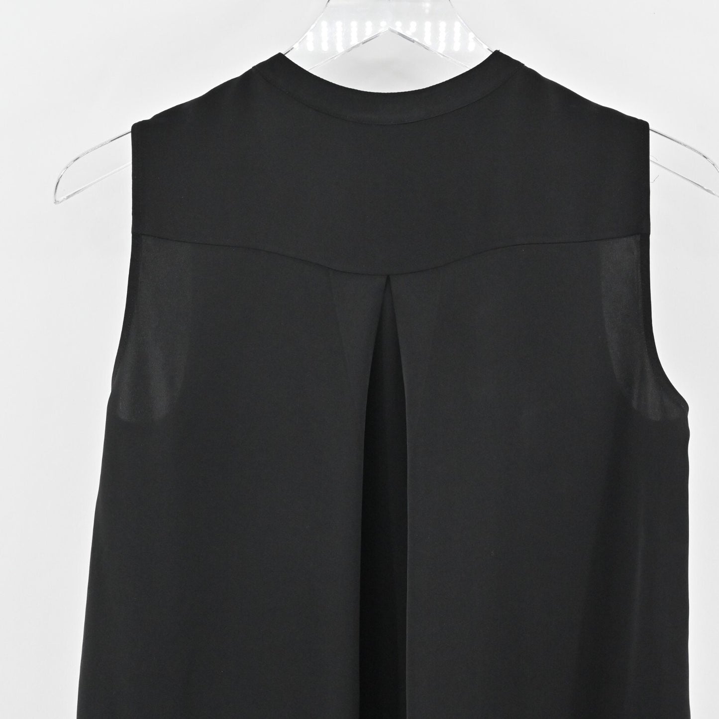 THEORY Top Womens Size S Hinzin Modern Black Sleeveless Silk Georgette Shirt