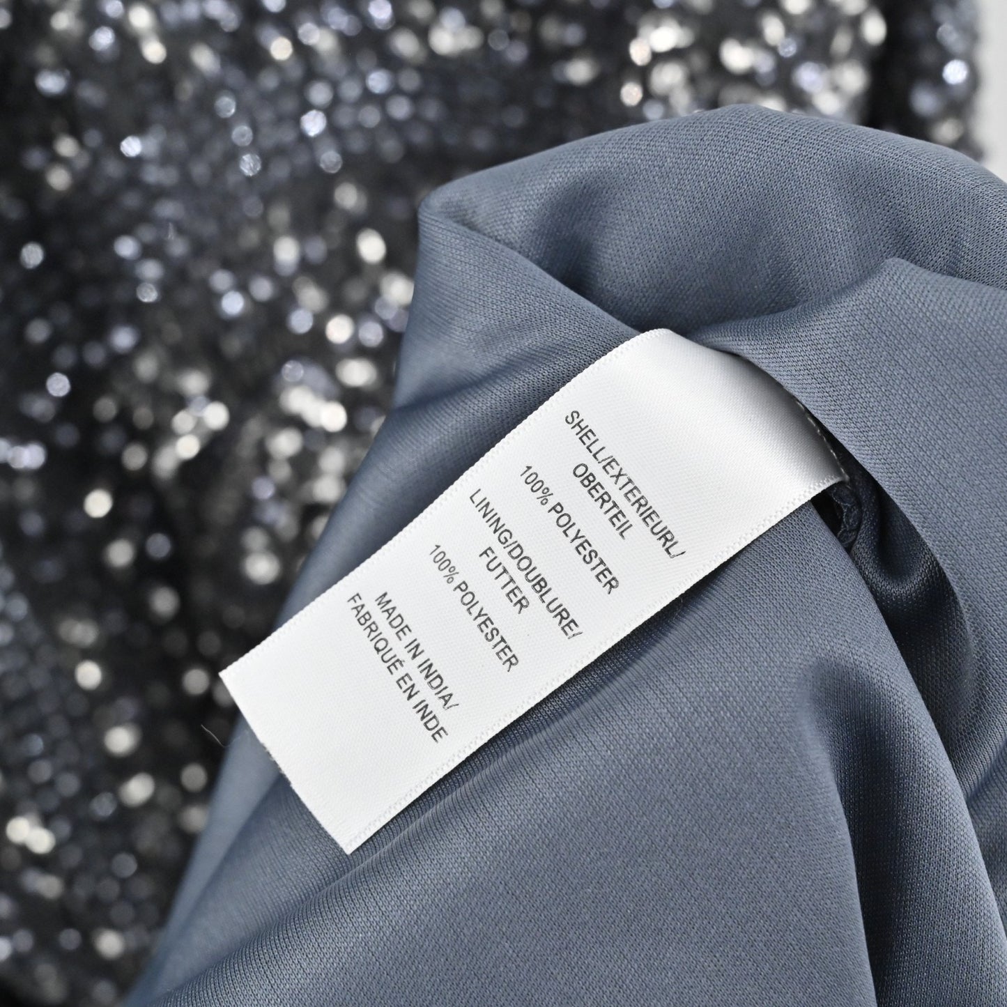 AIDAN MATTOX Sequin Maxi Dress Sz 10 VNeck Sleeveless Embellished Gunmetal Gown