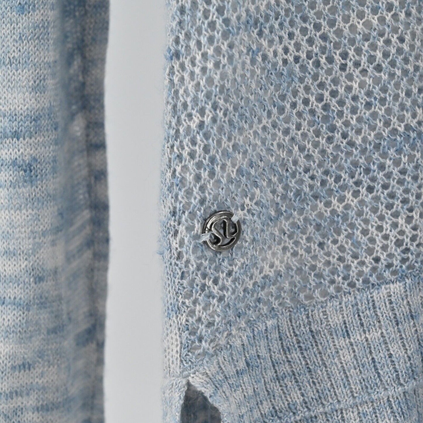 LULULEMON Top Womens Sz S Heather Blue Well Being Crew Sweater Linen Athleisure