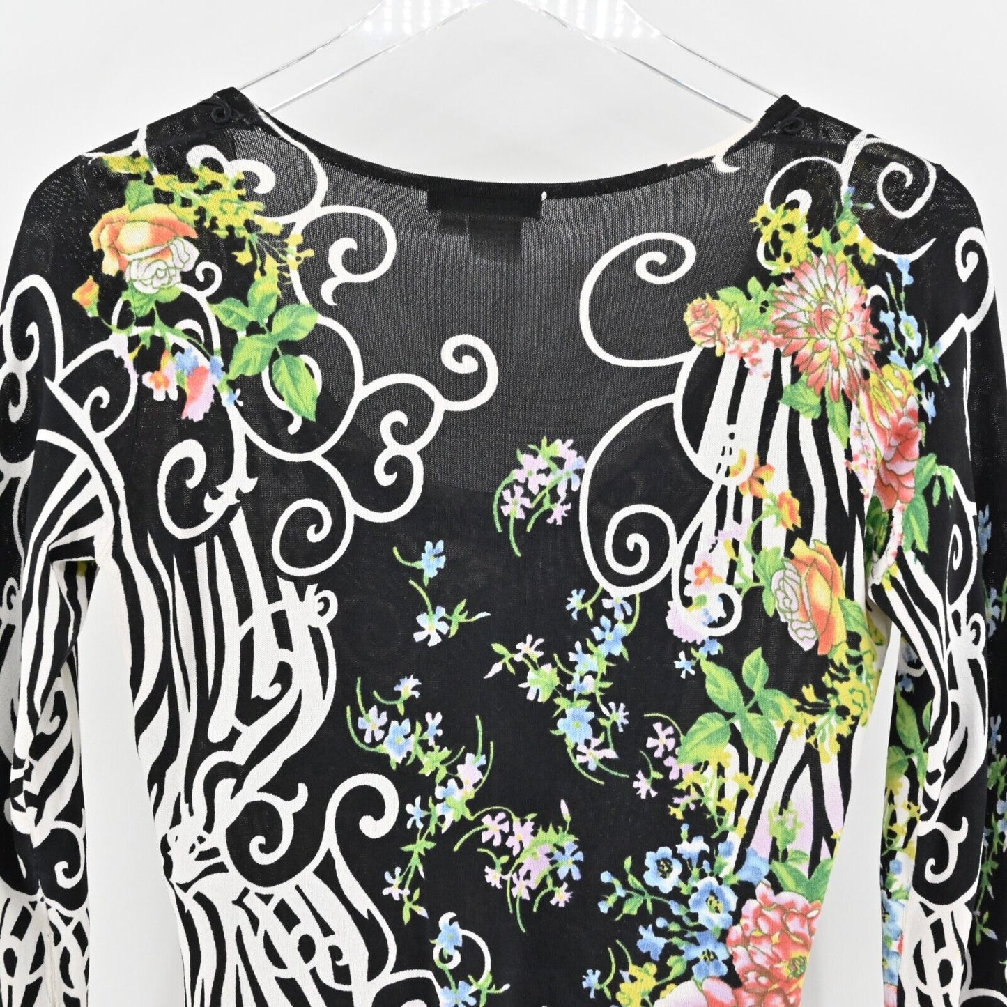 ALBERTO MAKALI Top Womens Size S Multicolor Floral Print Sequin Beaded Blouse