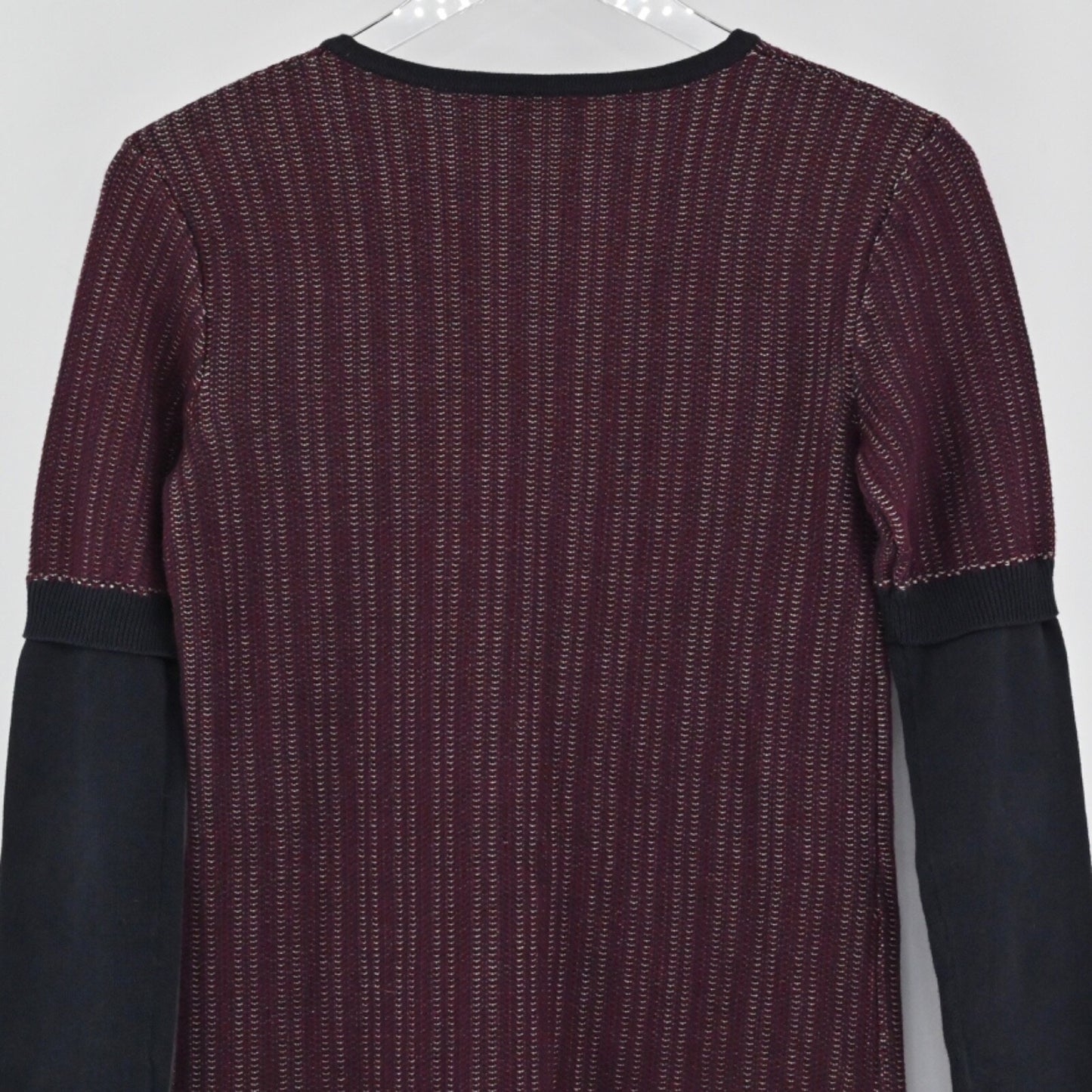 DEREK LAM Sweater Dress Size S 10 CROSBY Mini Wine Black Stripe Cotton Purple