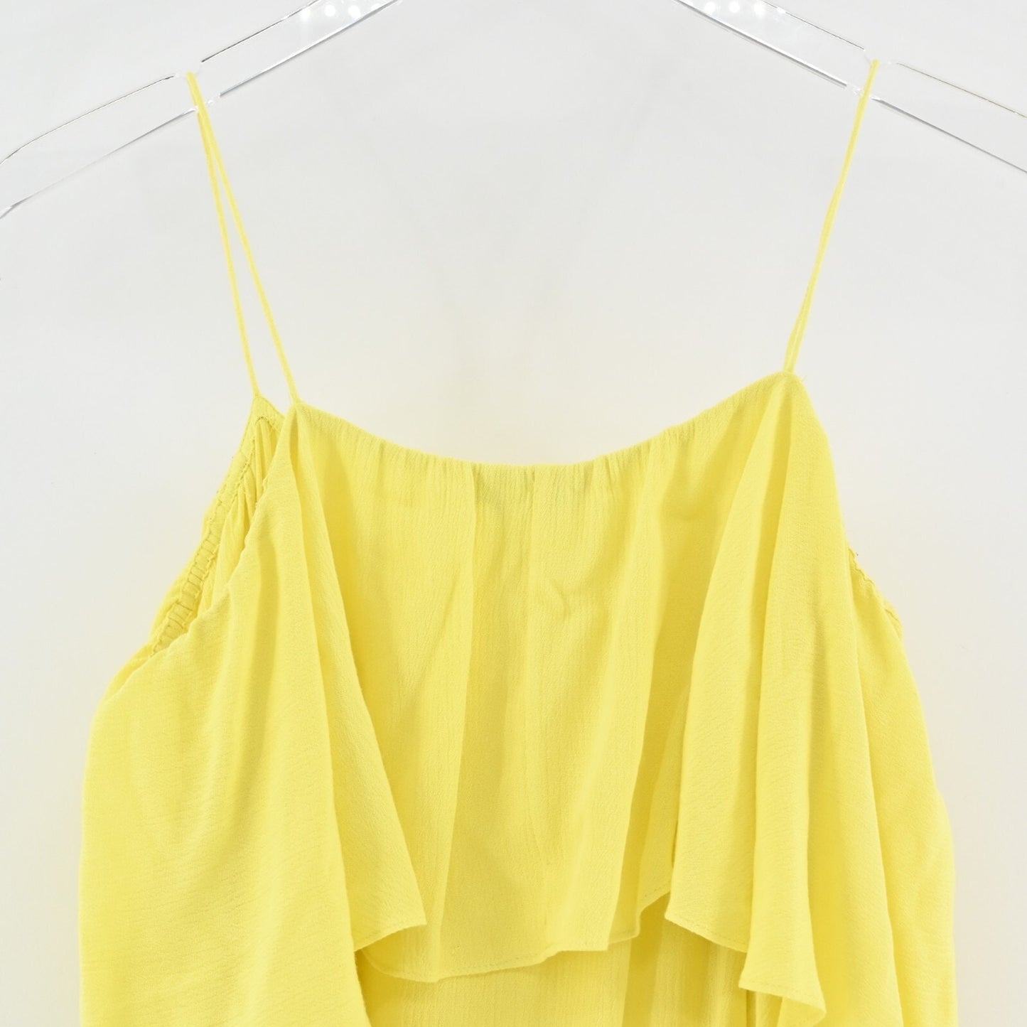 ALICE OLIVIA Womens Meagan Top Size S Yellow Cold Shoulder Pom Pom Trim Blouse