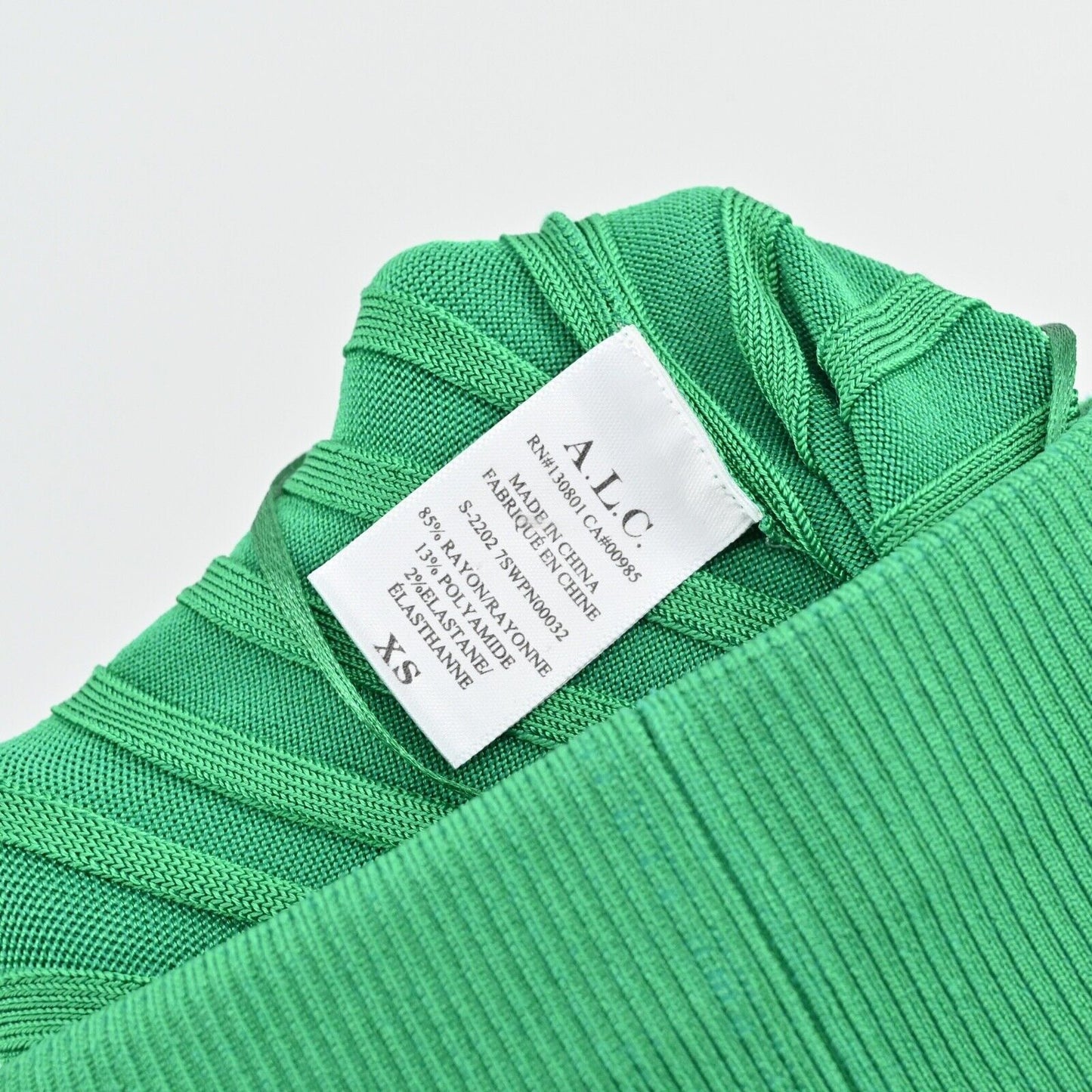 ALC Pants Womens Size XS Kelly Green Astrid Ribbed Flare Bell Bottom High Rise