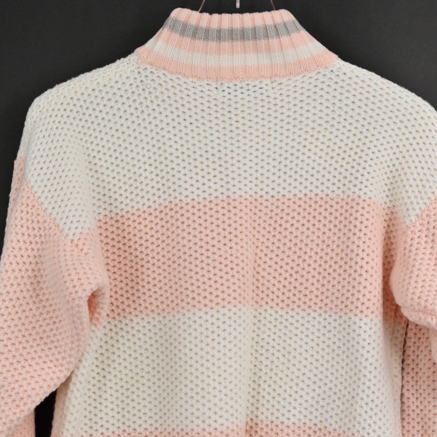 Vtg Pastel Sweater Size M Fairy Kei Plaid Chunky Knit Mock Neck Kawaii Cute Goth
