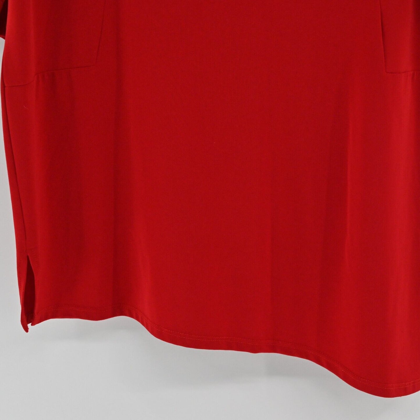 CLARA SUNWOO Dress Womens Size L Red Boat Neck Roll Tab Sleeve Asymmetric Shift
