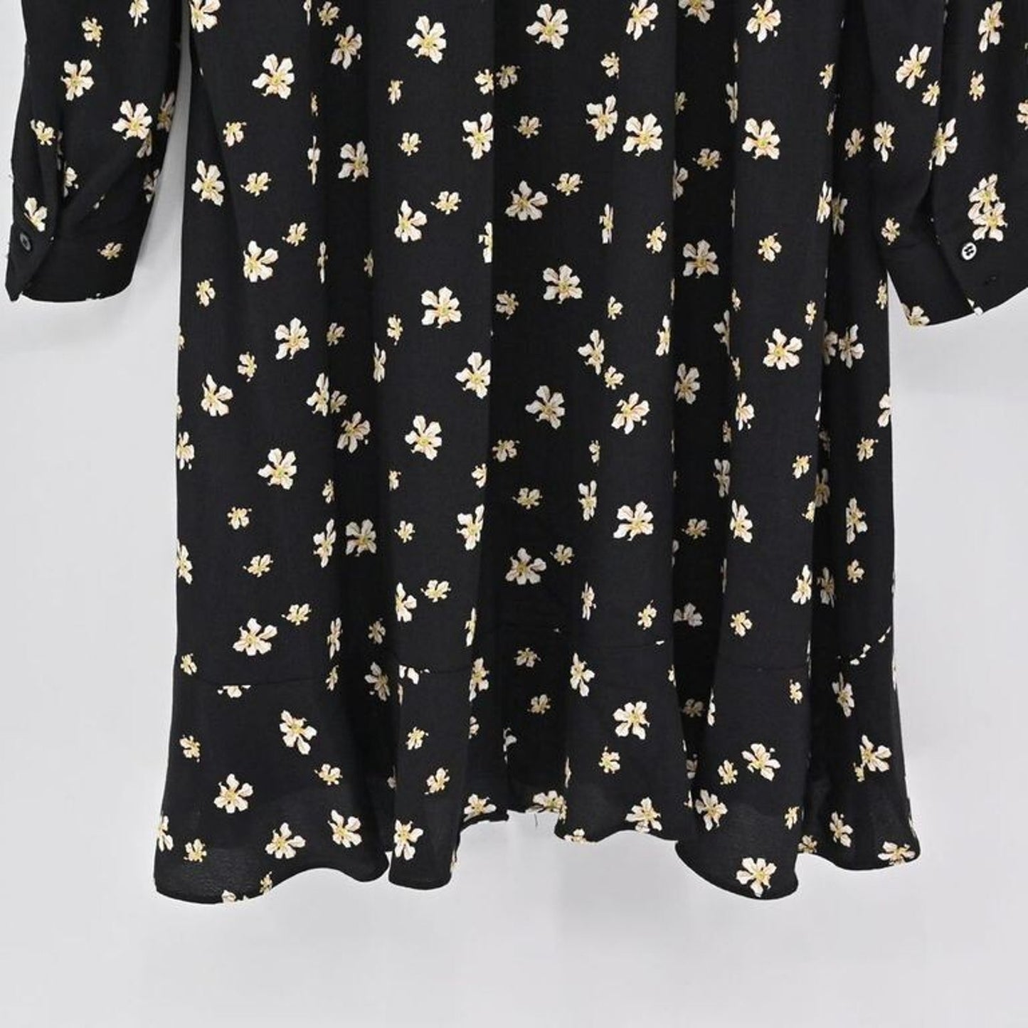 WHISTLES Edelweiss Dress Size 10 Floral Black Ruffle Mini Feminine Romantic