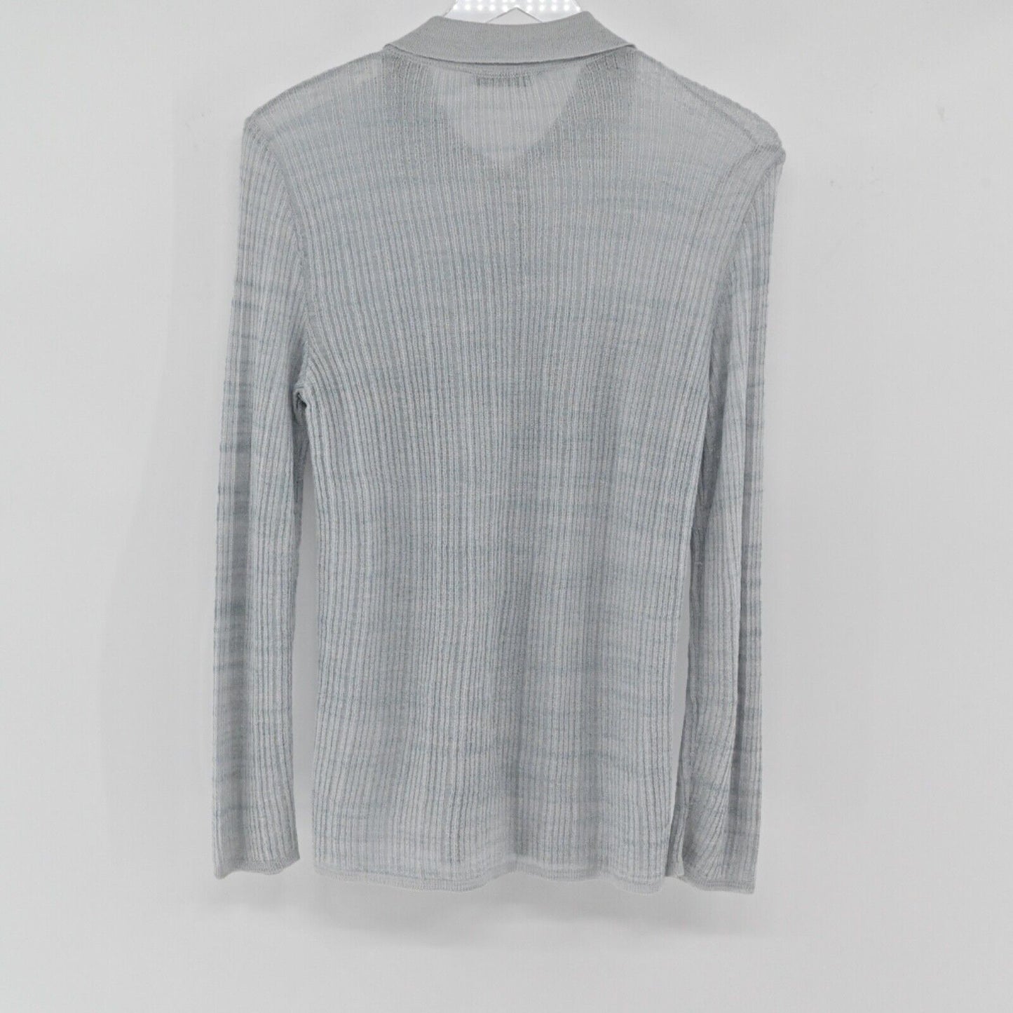 Vtg GISPA Top Womens Sz M Gray Ribbed Knit Pocket Button Up Italy Retro 00s Y2K