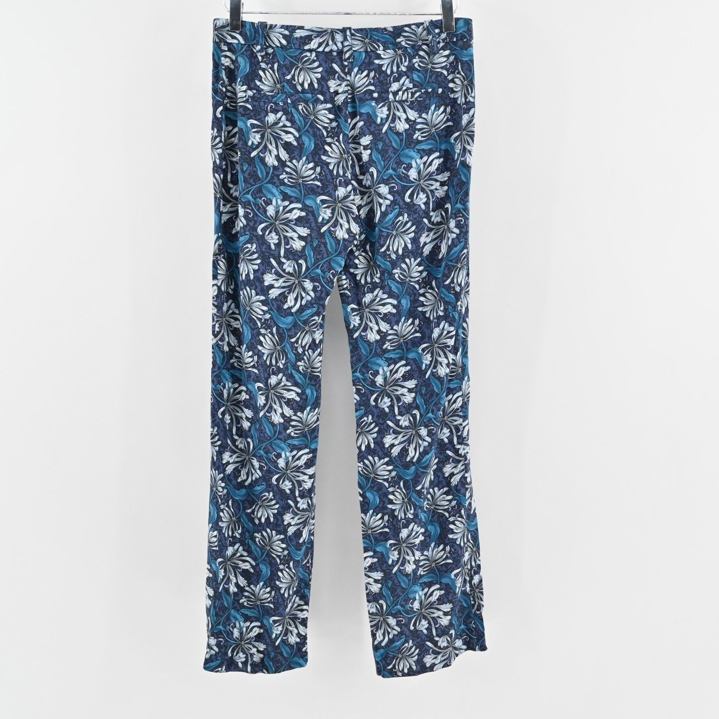 REBECCA TAYLOR Pants Womens Size 8 High Rise Bootcut Blue Floral Print Pocket