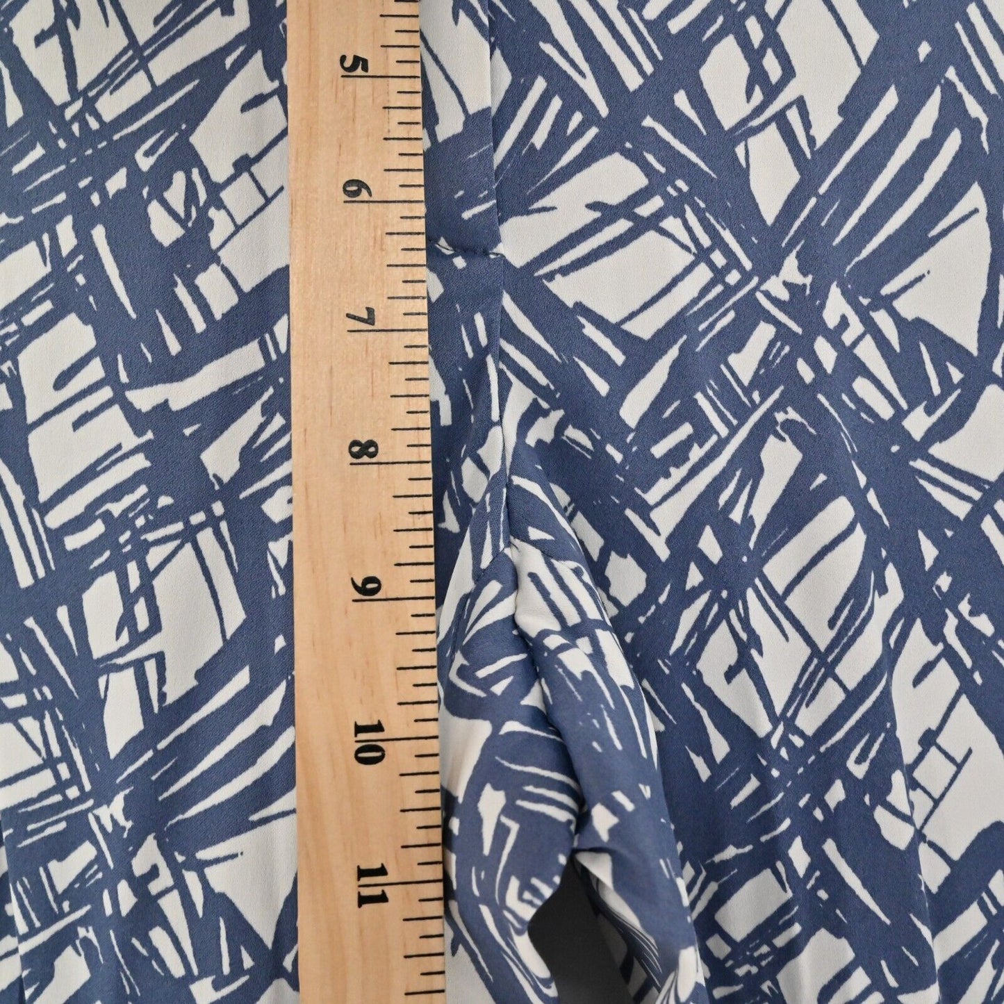 PESERICO Pants Womens Size 42 Blue White Abstract Printed Skinny Leg Stretch