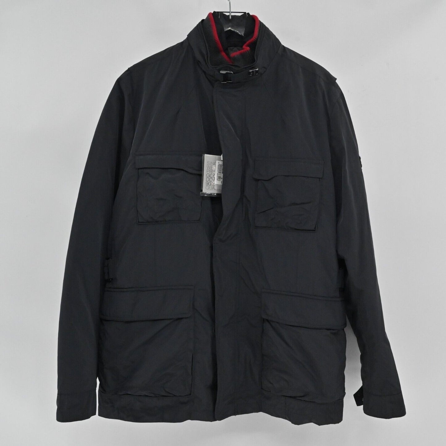 HETREGO Jacket Mens Size 58 Long Sleeve Black Zip Button Double Layer NEW