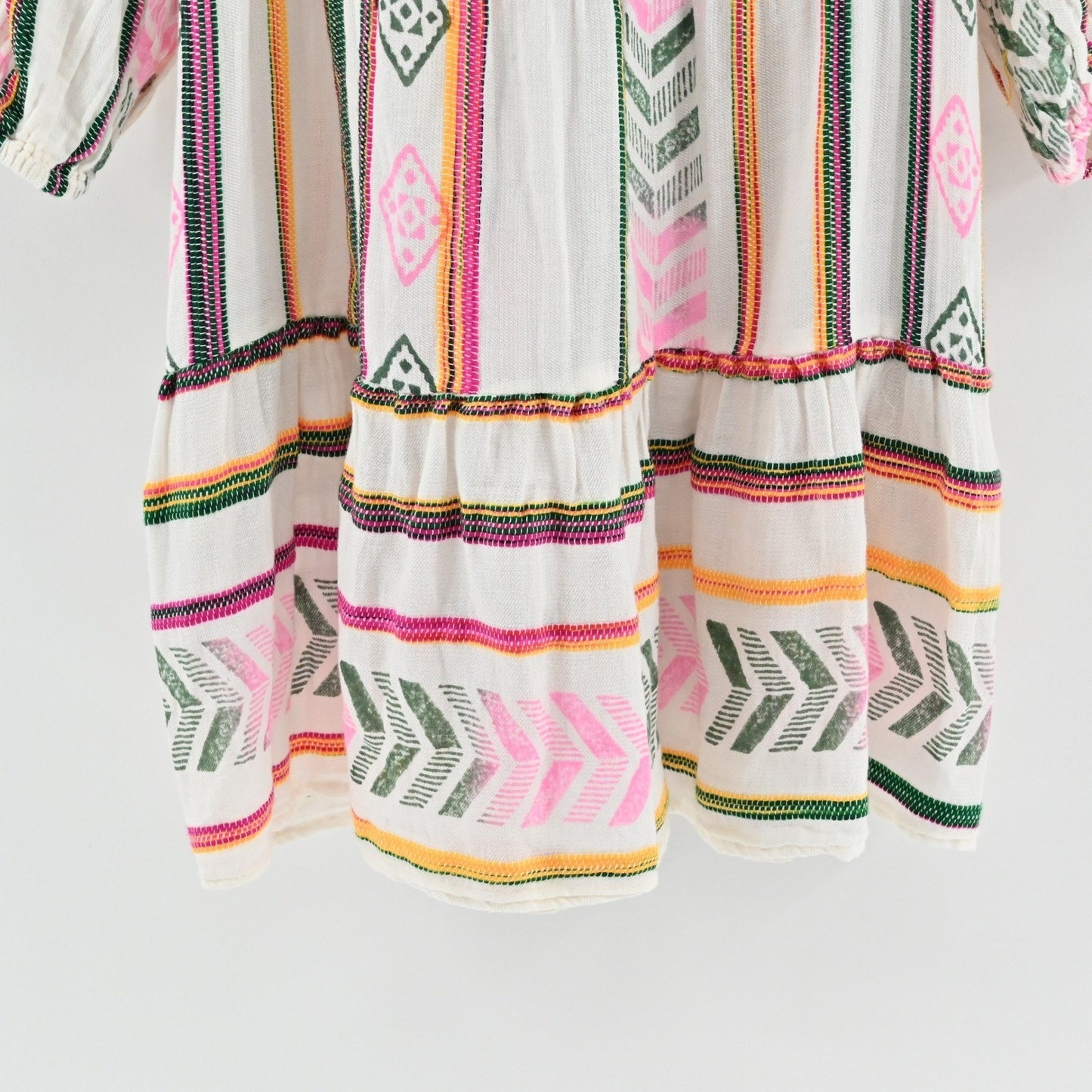 Velvet Graham Spencer Jade Dress M Colorful Embroidered Tiered Bohemian Cotton