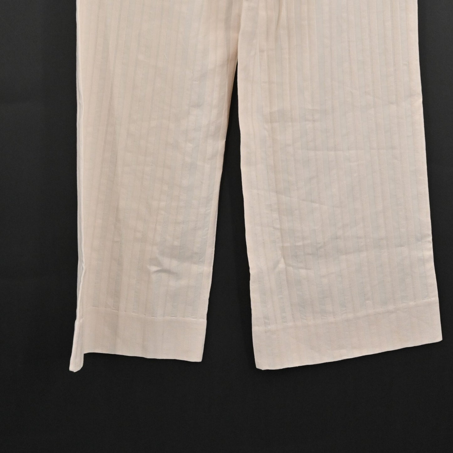 REBECCA TAYLOR Linen Pants Womens Size 0 Textured Stripe Cream Wide Leg Crop