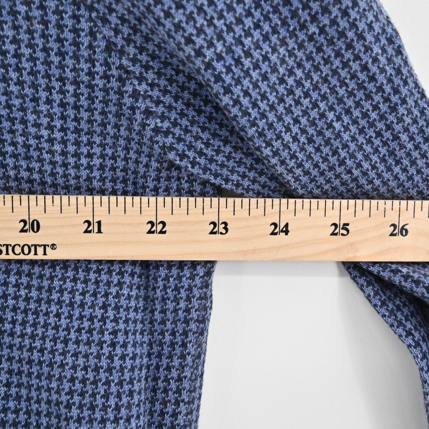 BROOKS BROTHERS Mens Cashmere Sweater Sz L Blue Houndstooth Cotton 1/4 Zip Mock