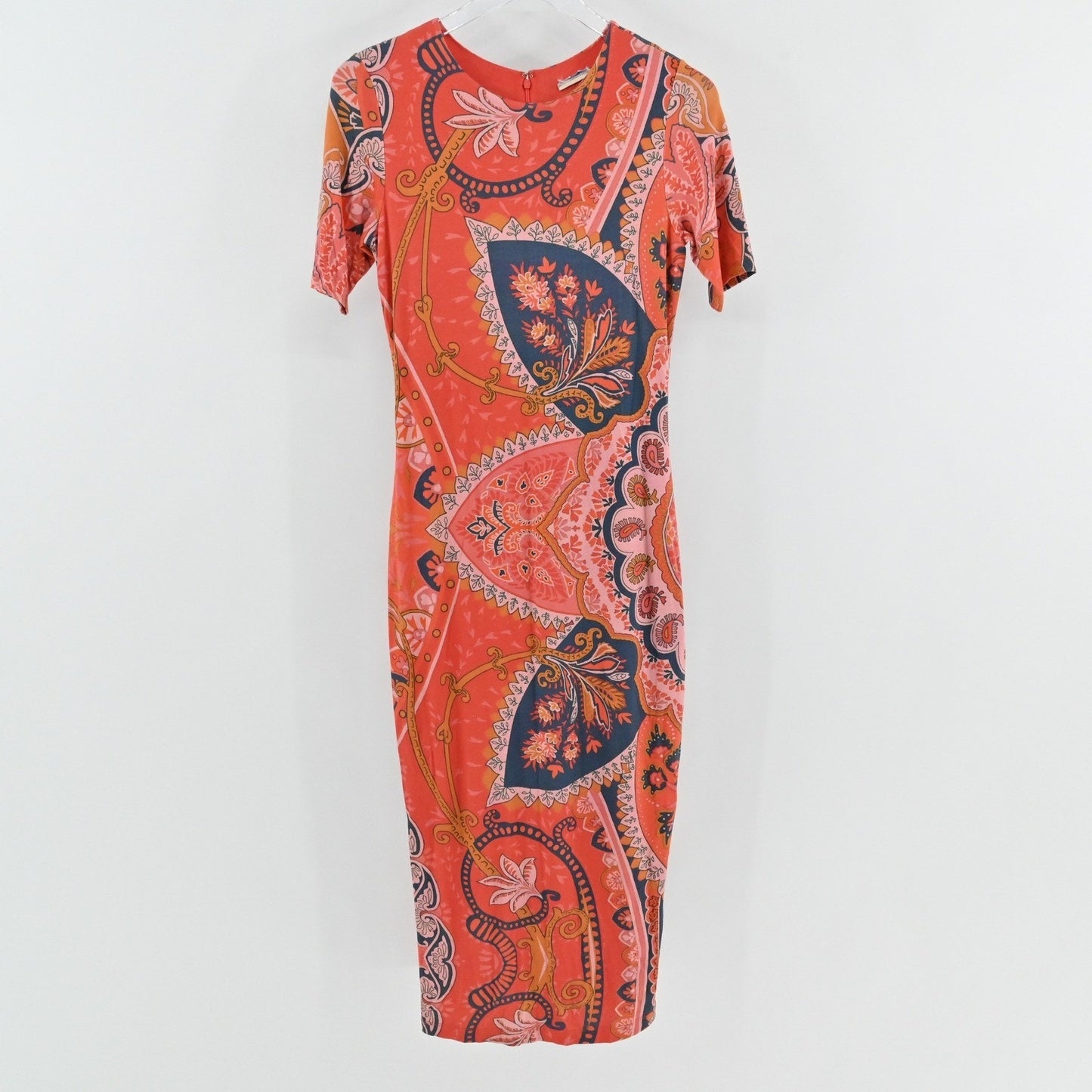 Anthropologie Farm Rio Giannina Knit Midi Dress Size S Bohemian Paisley Fitted