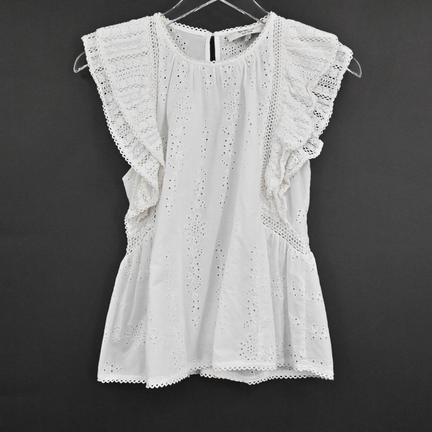 SEA Womens Lea Flutter Sleeve Top in Pure White Size 0 Blouse Cotton India Boho
