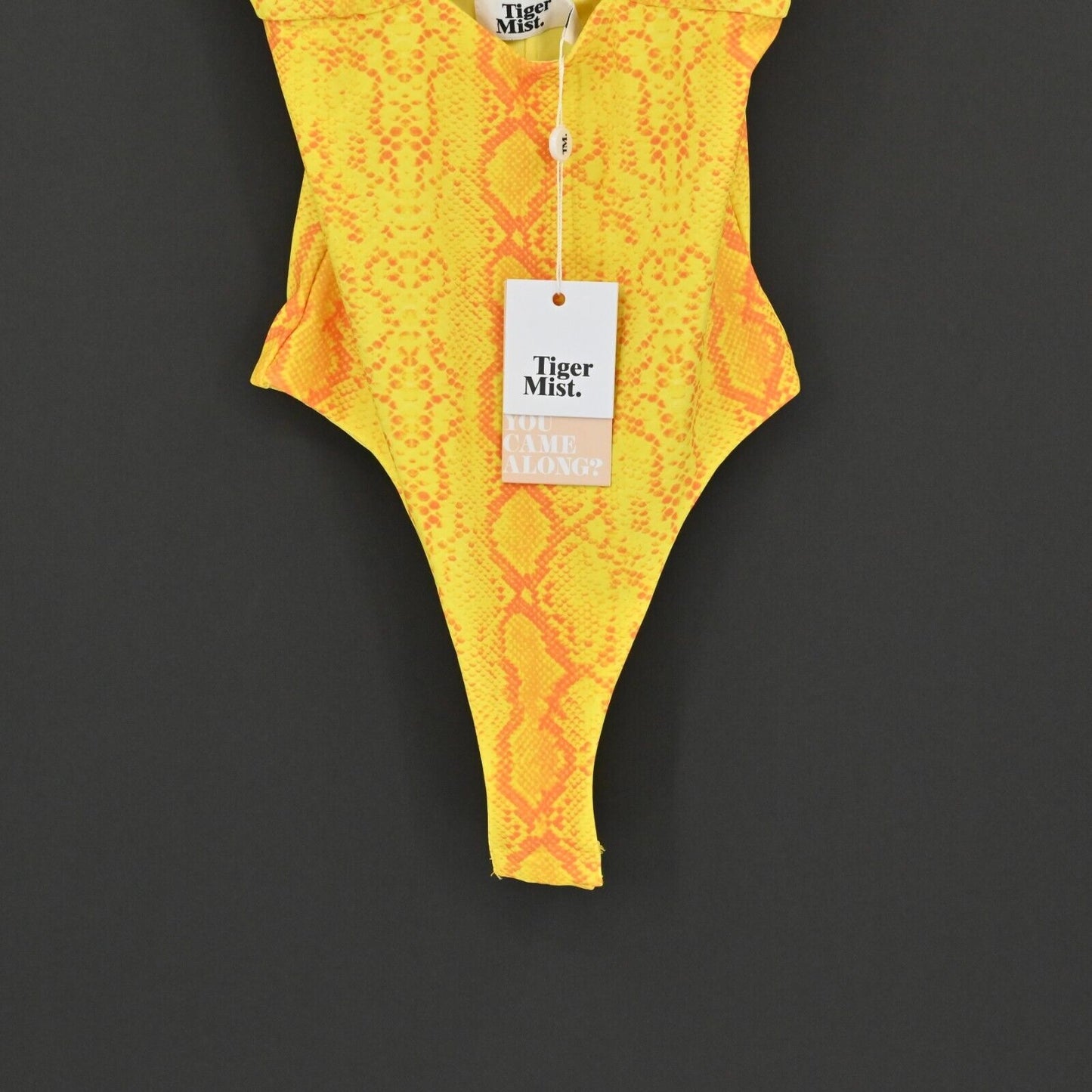 TIGER MIST Bodysuit Womens Sz XS Tavi Yellow Snake Stretch Spaghetti Straps NEW